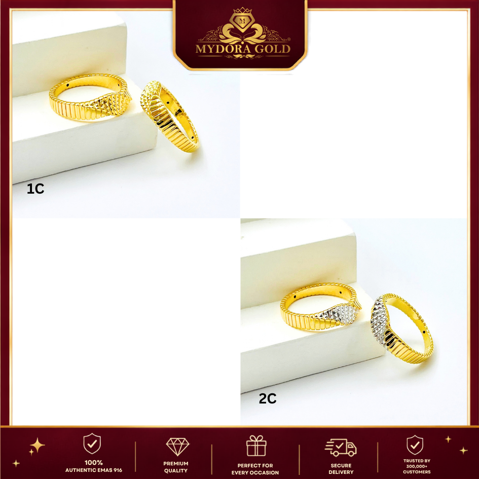 MYDORA Cincin Diamond-Cut Wave (5G) l EMAS 916/22K