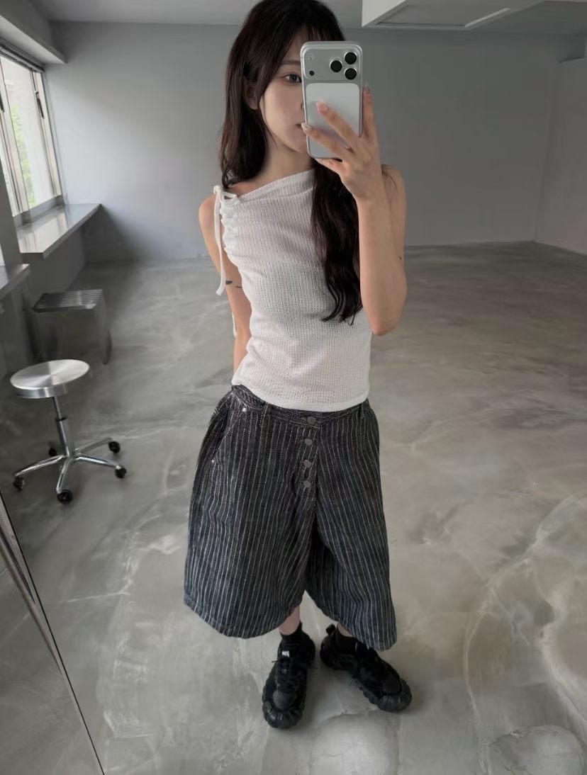 221314 前紐直紋四骨褲