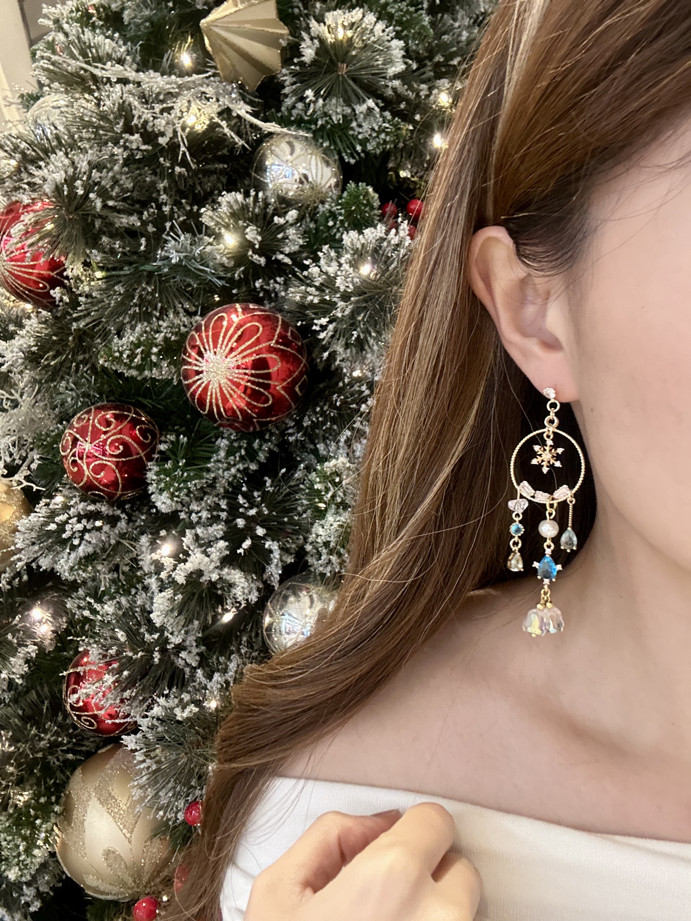 藍冰雪花鈴鐺耳環❄️🔔