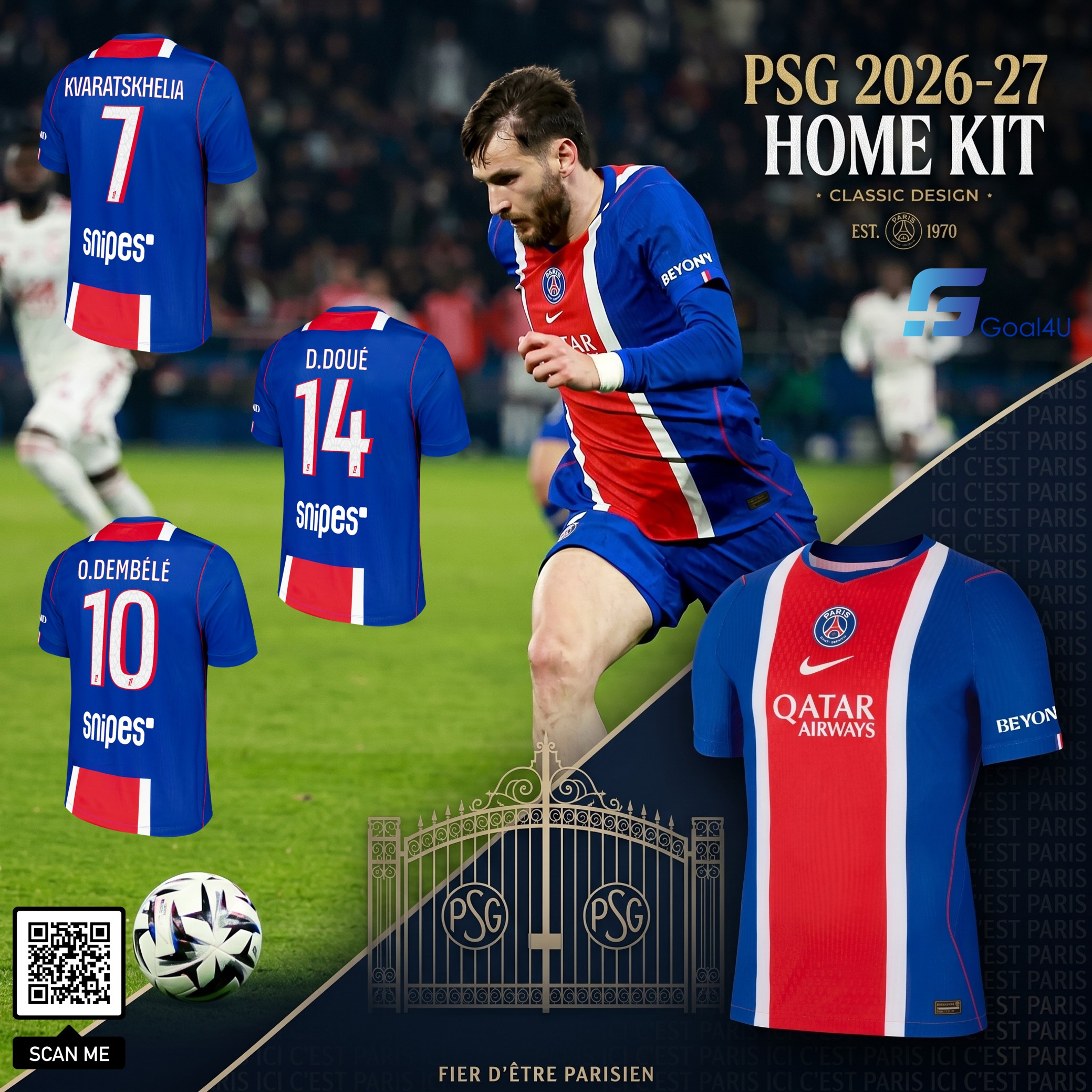 Nike PSG 巴黎聖日門 2026-27 主場球員版球衣 (可加印字章) II2732