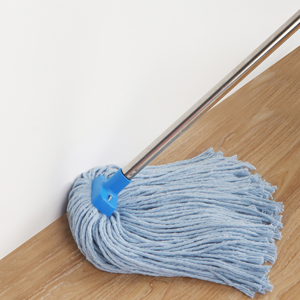 2x 加厚棉線拖把 藍色 不鏽鋼拼接桿拖把+替換拖把頭 2個一套 UB0281
