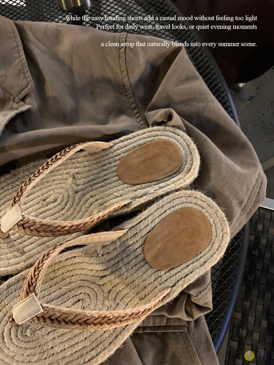 【100%保證韓國直送】韓國高端選品：Natural編織工藝草編麻底人字拖 Flip-Flops 🩴 [1 color] RL115001