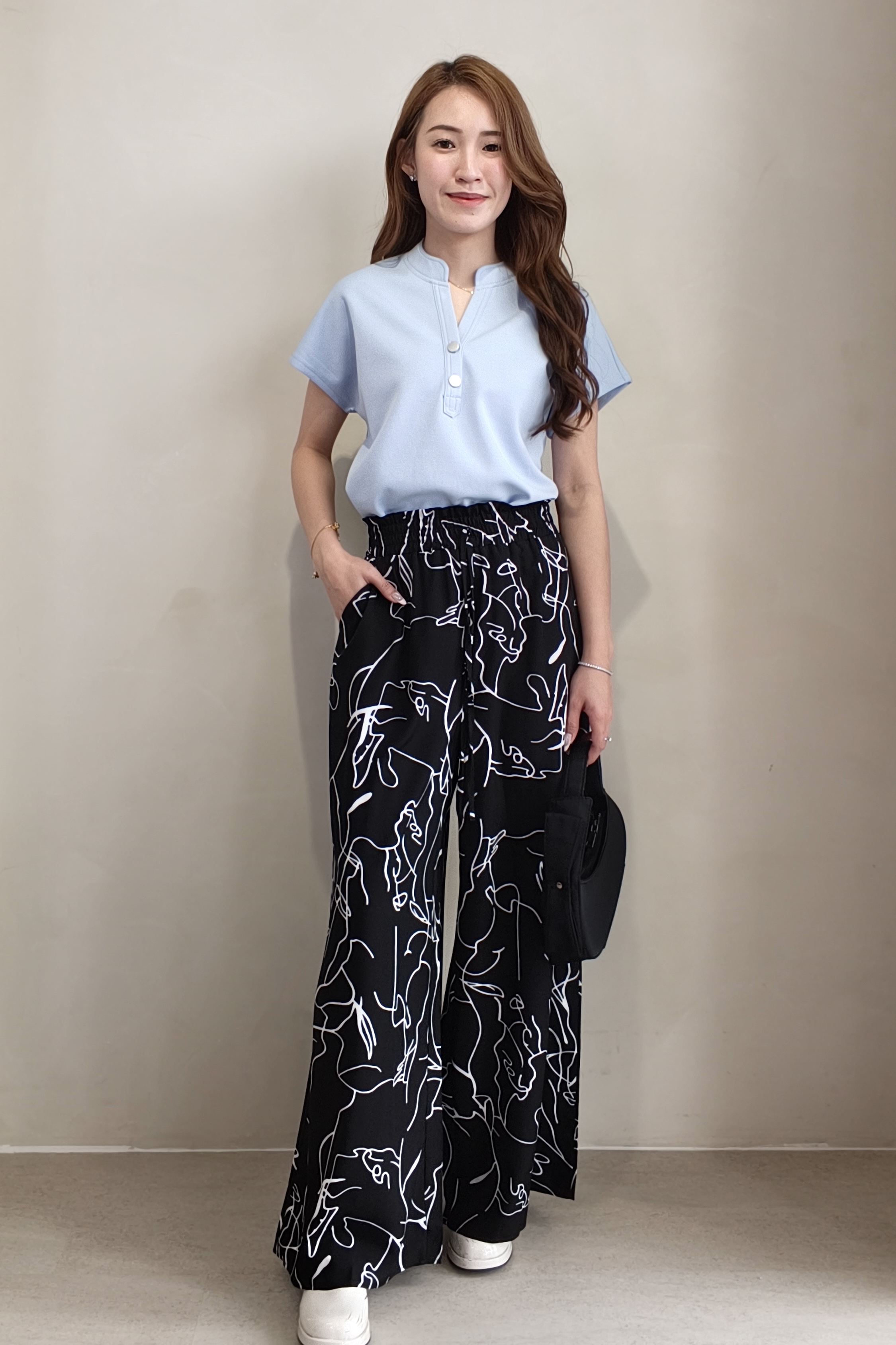 978 Monet Abstract Wide-Leg Pants