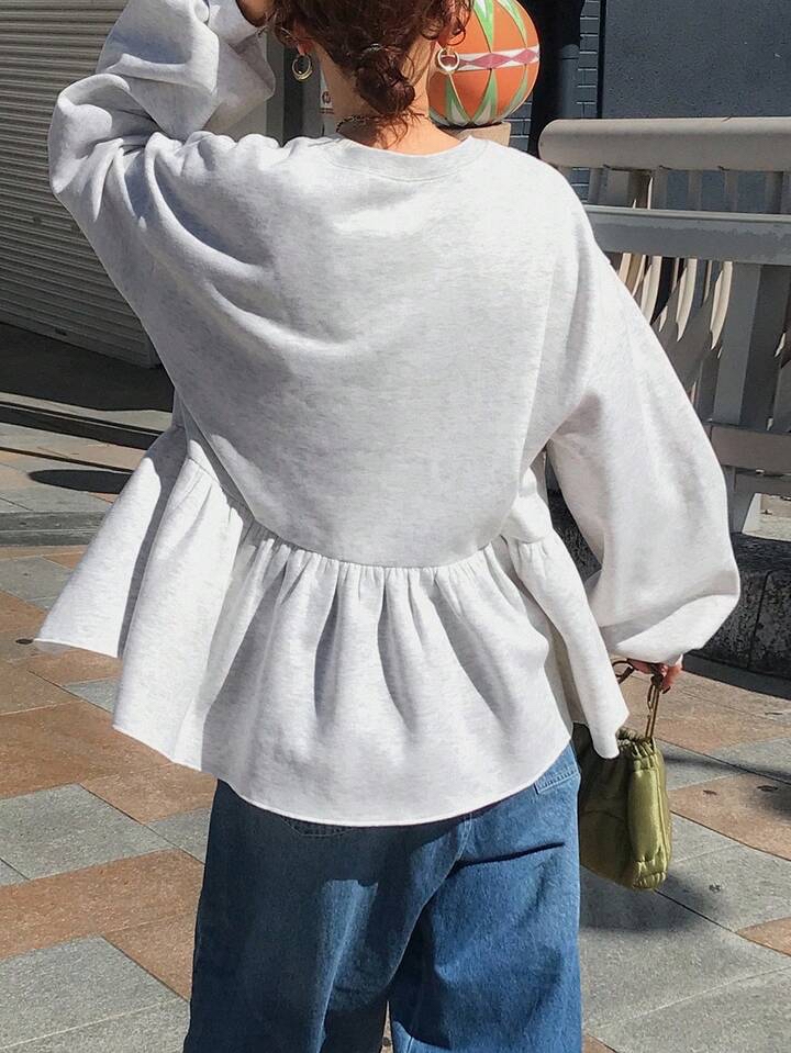 時尚寬鬆字母印花娃娃衫上衣