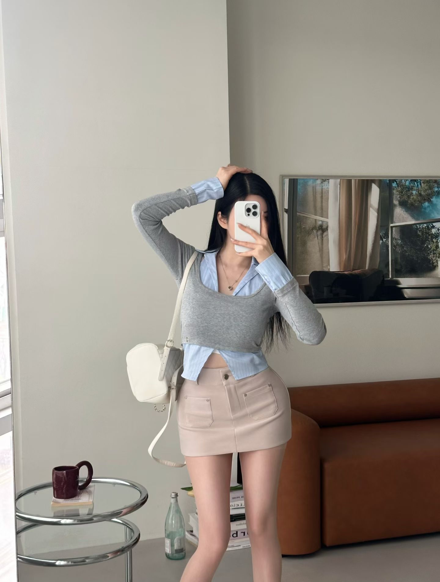 大露肩直紋女神上衣