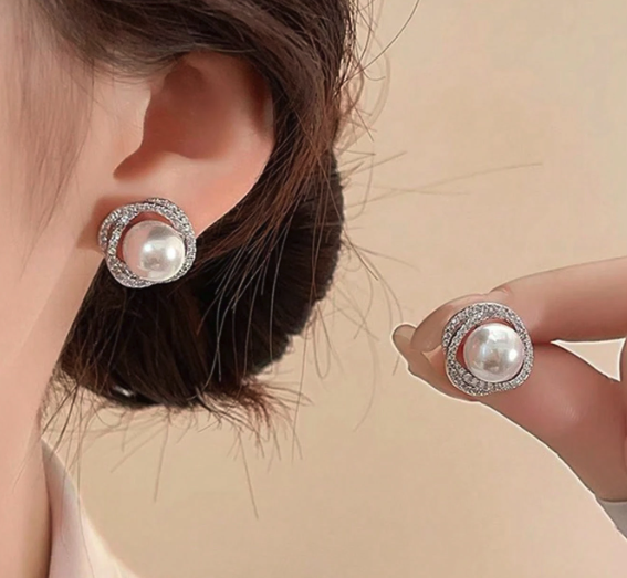 Classic Radiance Pearl Studs with framed