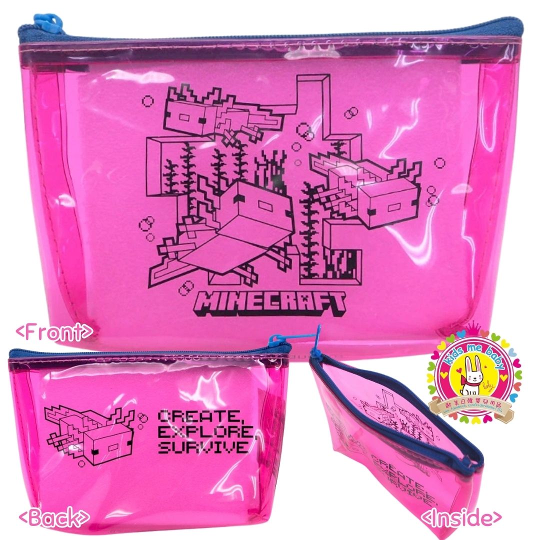 Minecraft 我的世界 船型透明收納包 拉鏈銀包 Axolotl ⭐