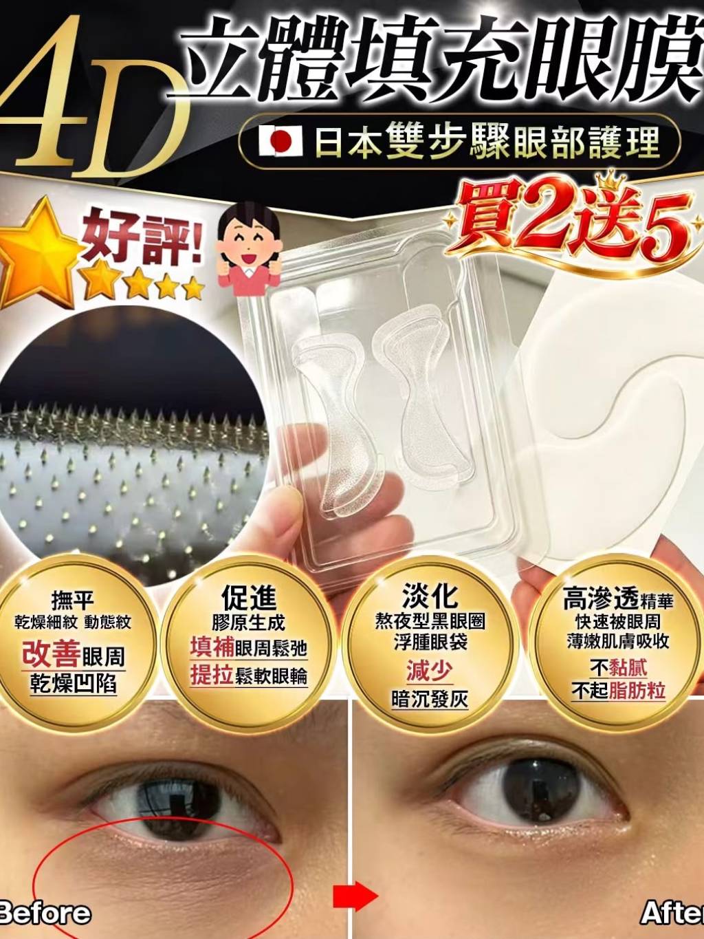 日本🇯🇵HASÉA 4D INFILLA 微晶填充眼膜（一盒7對）