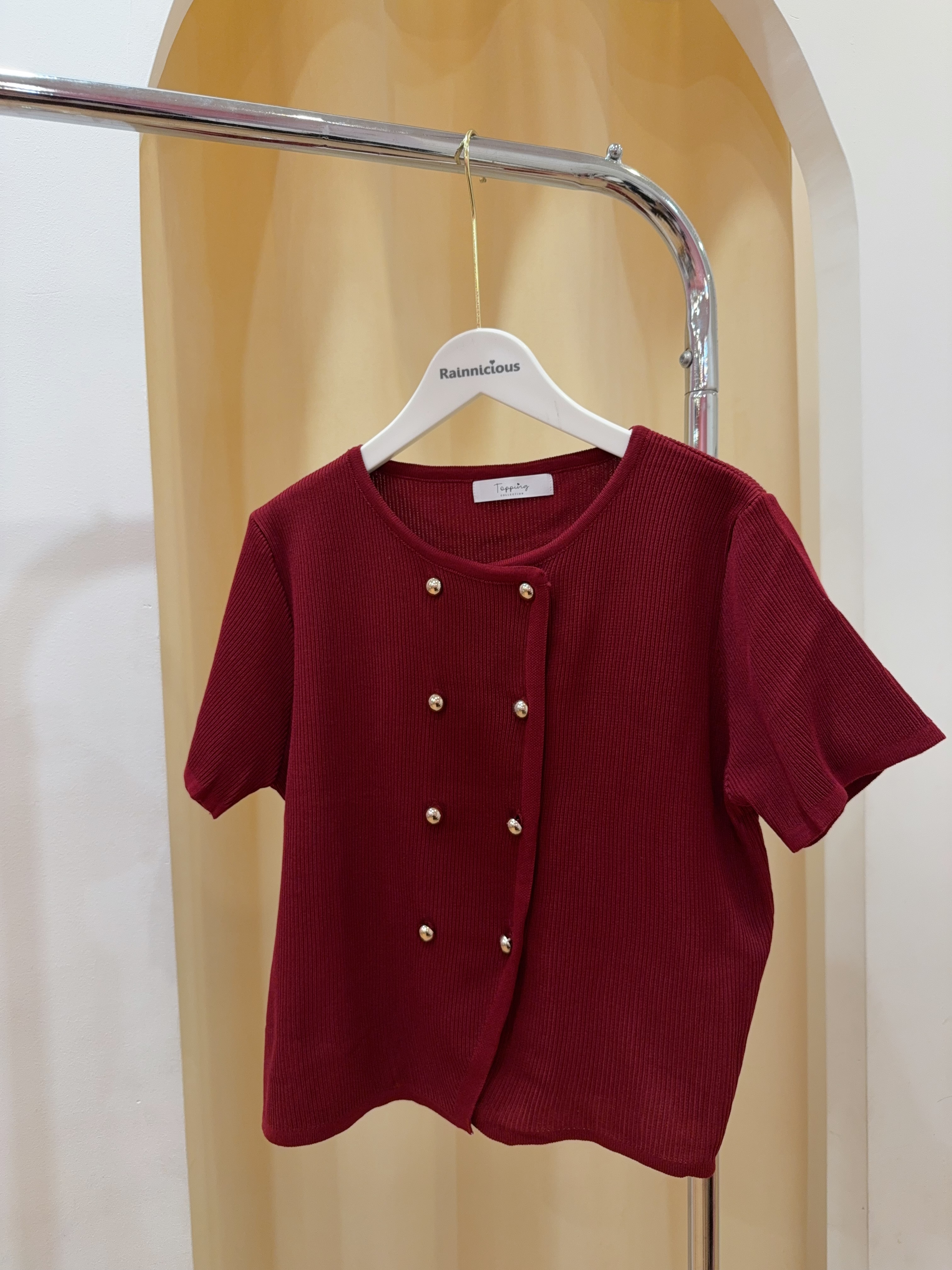 气质双排扣针织上衣 R2961