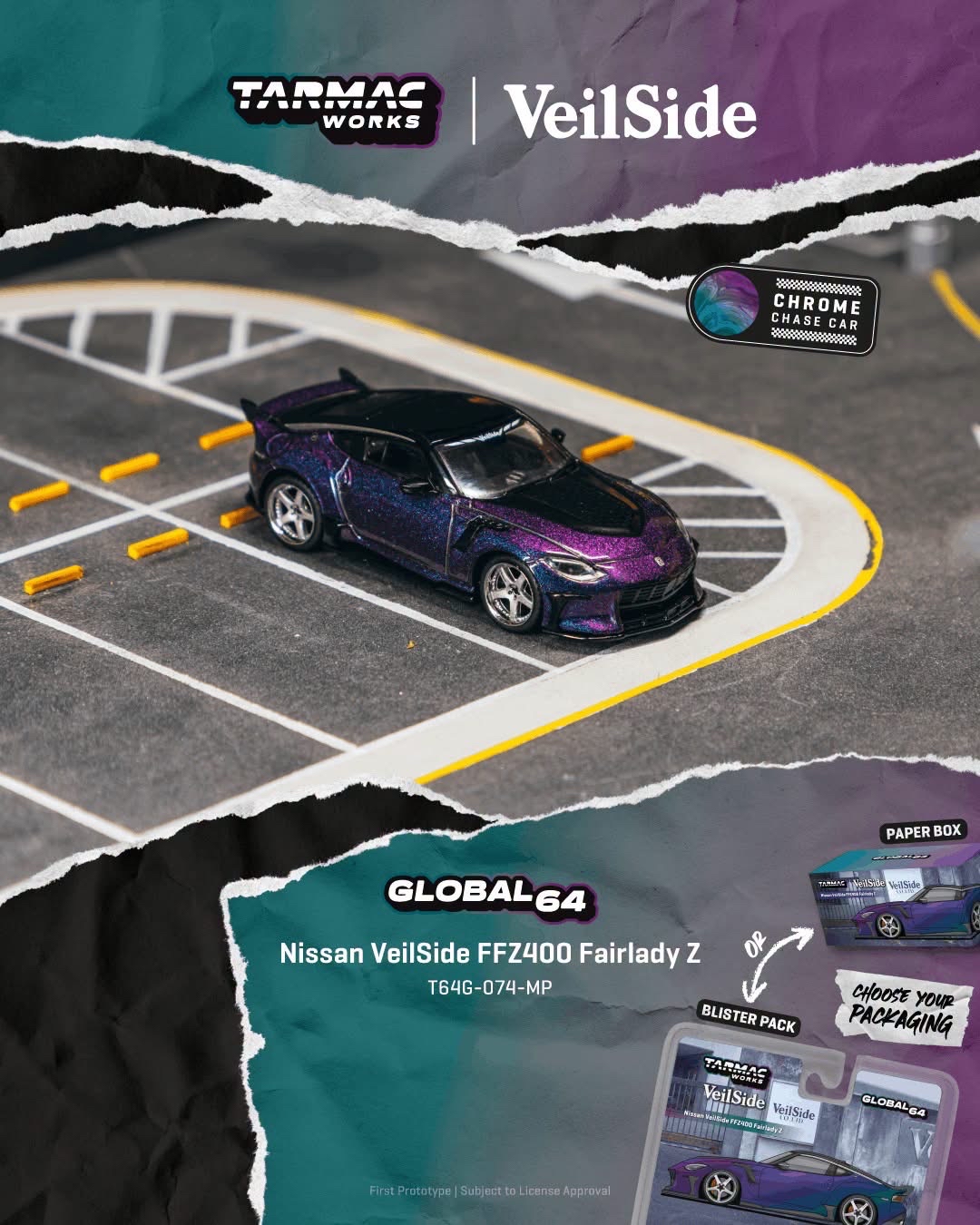 （預訂 Pre Order) Tarmac Works  ( T64G-074-MP ) Nissan VeilSide FFZ400 Fairlady Z Chameleon purple