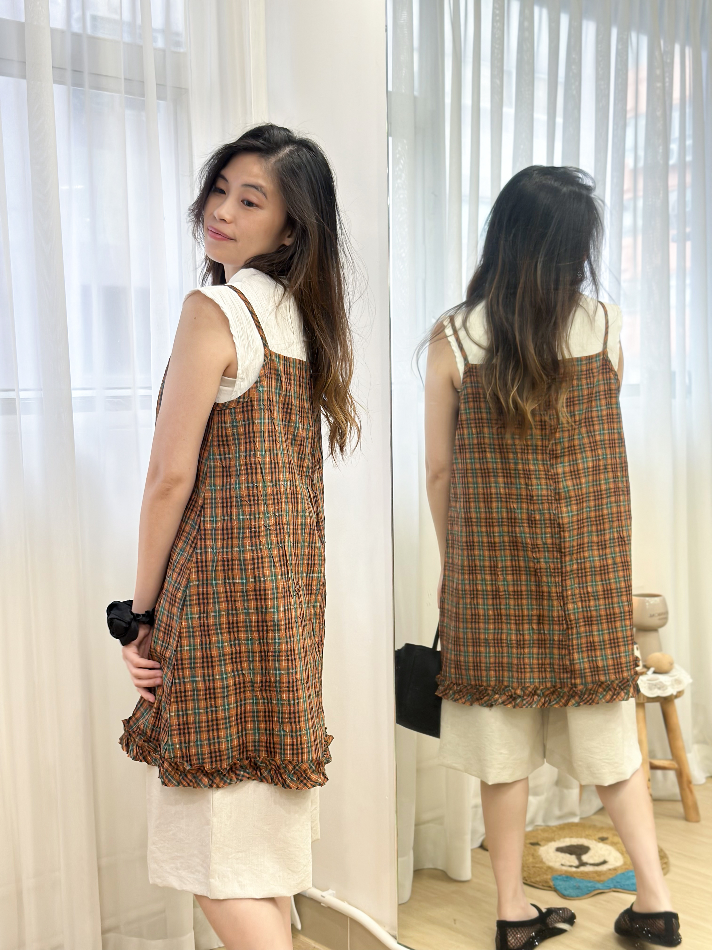 假日高級感～亞麻百慕達6分褲 MH0005 - 杏色 BEIGE