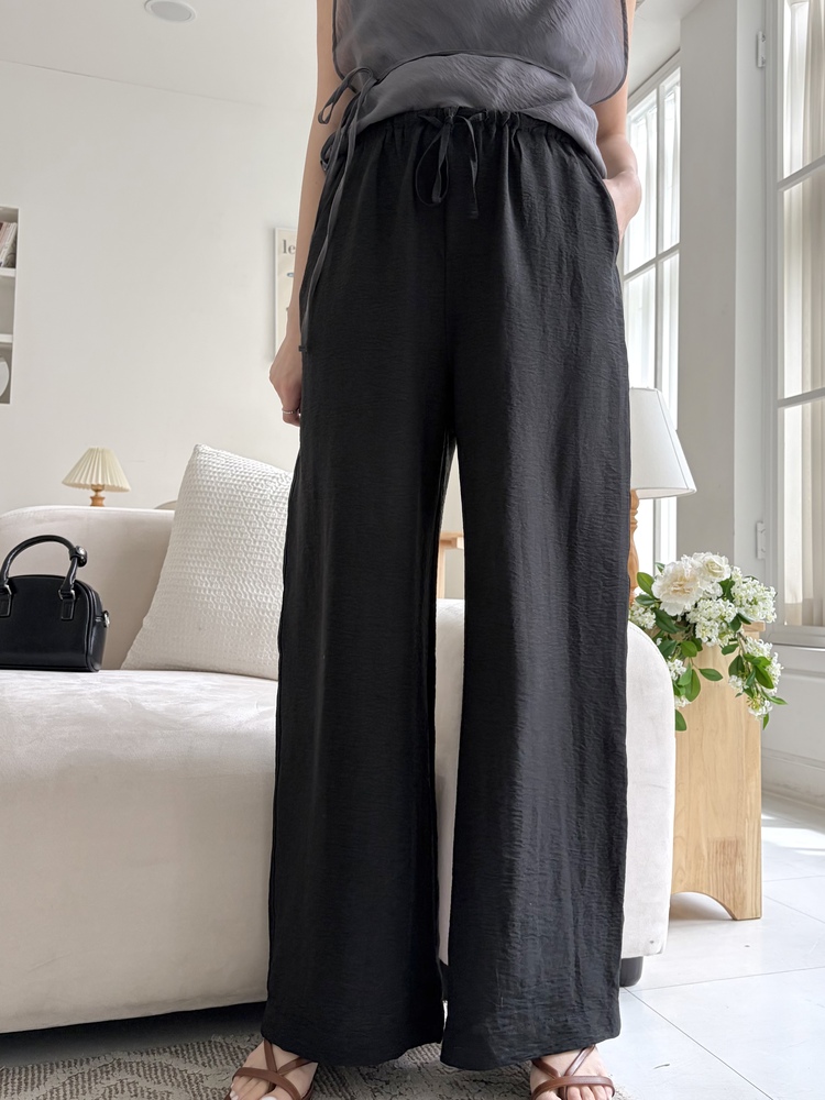 The Airy Elastic Pants (Black)
