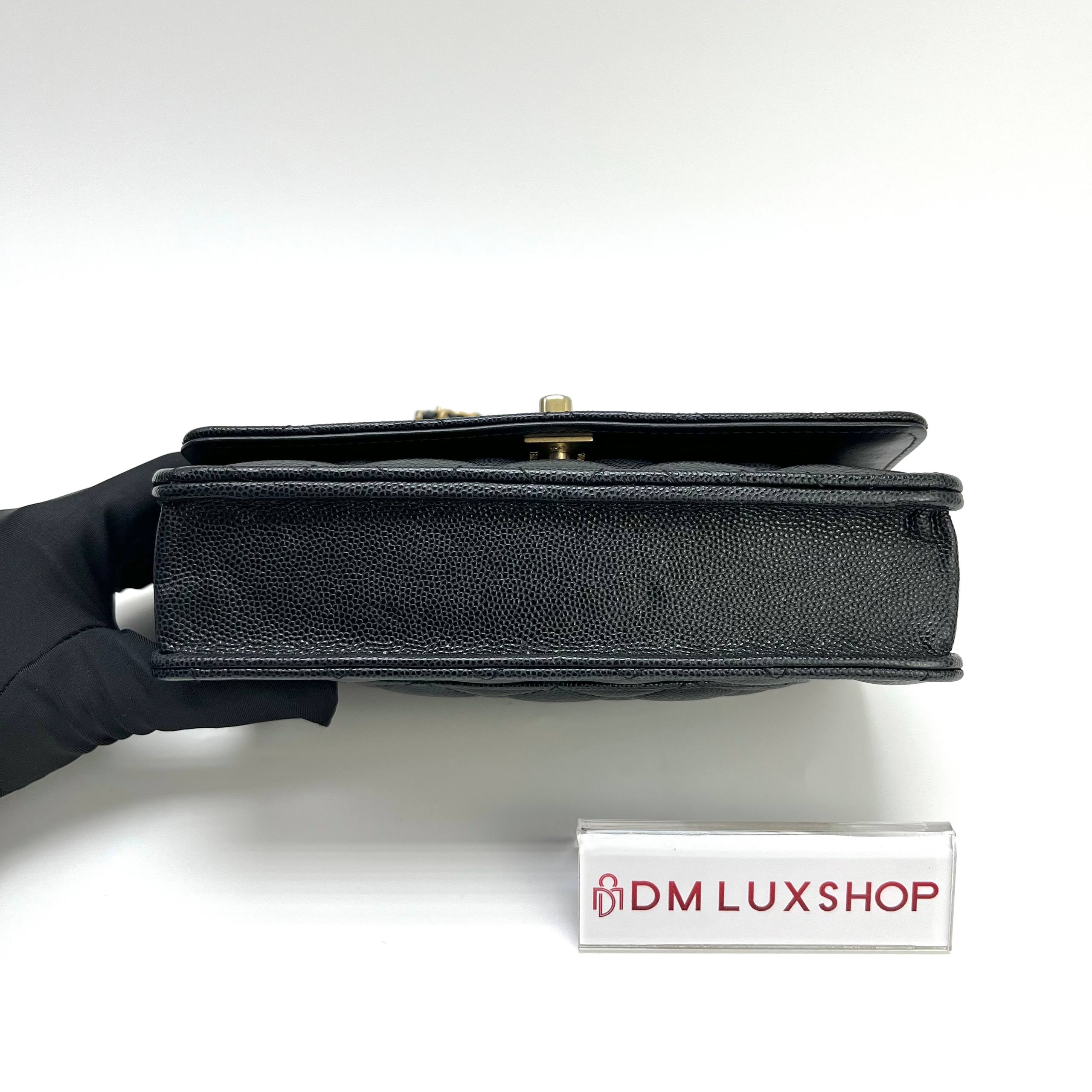 Chanel 24C Black Caviar WOC GHW (Microchip)