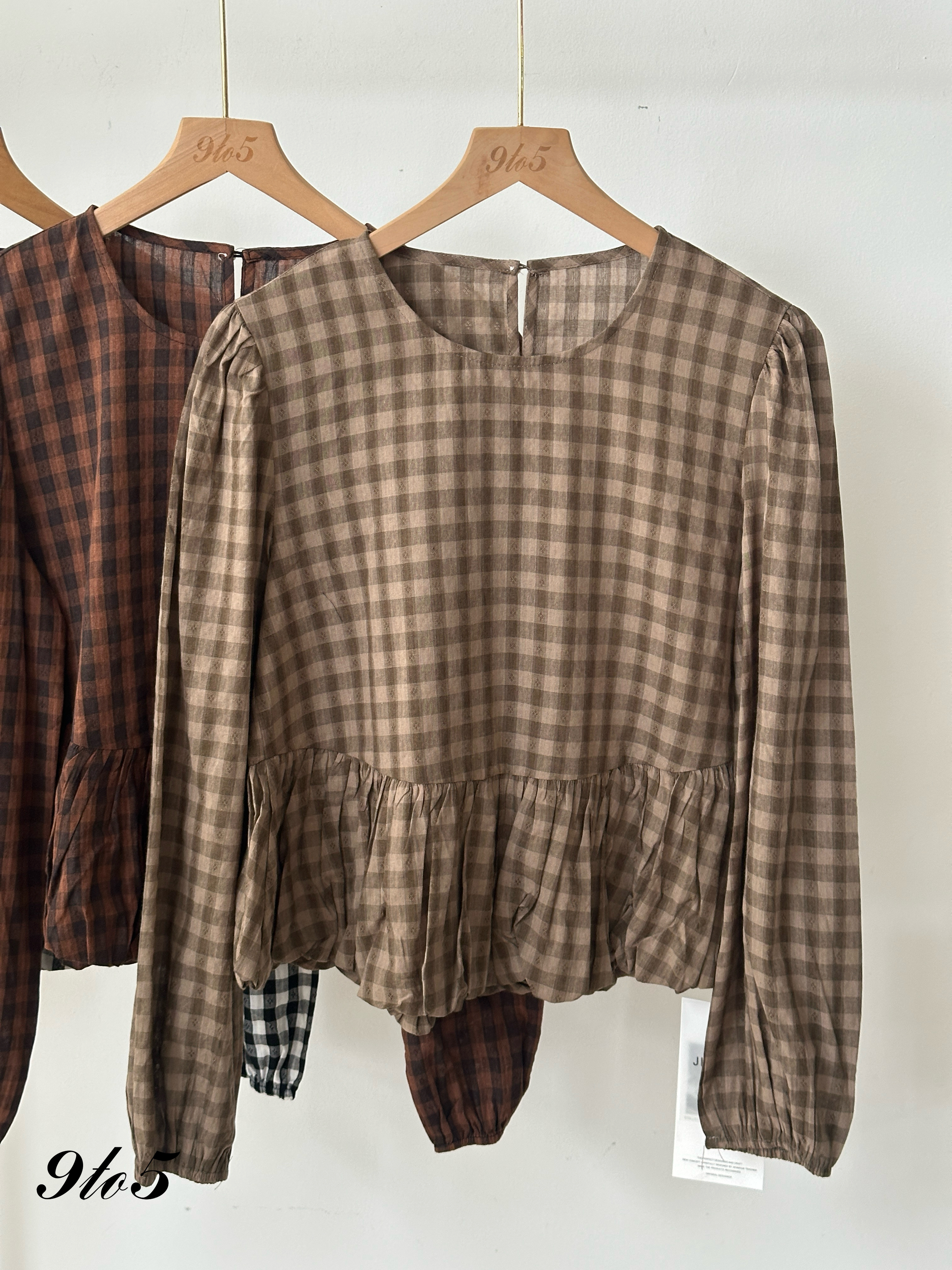 T4004 Checkered Peplum Top - 3 Colors