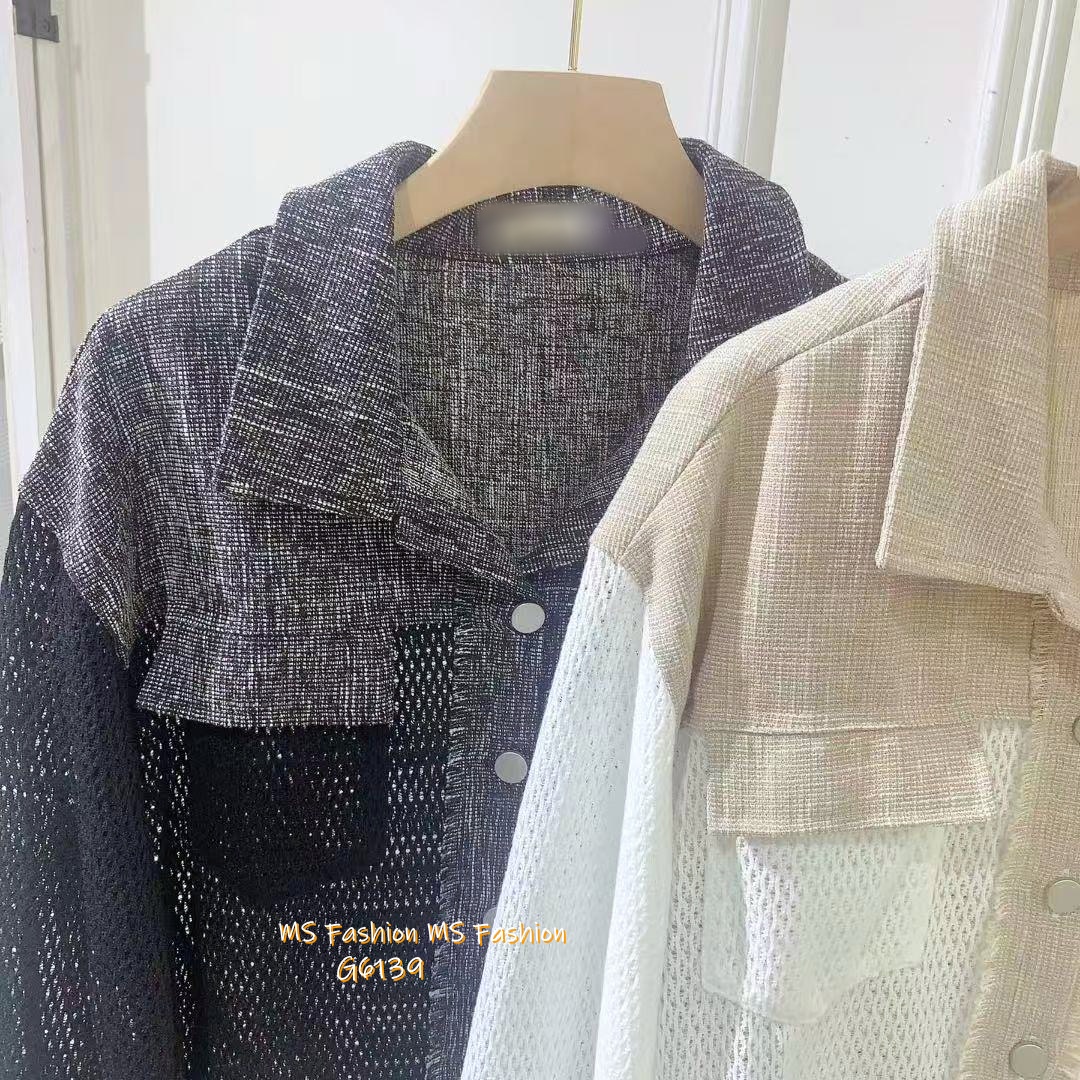 G6139 韓國🇰🇷雙色拼網料Top