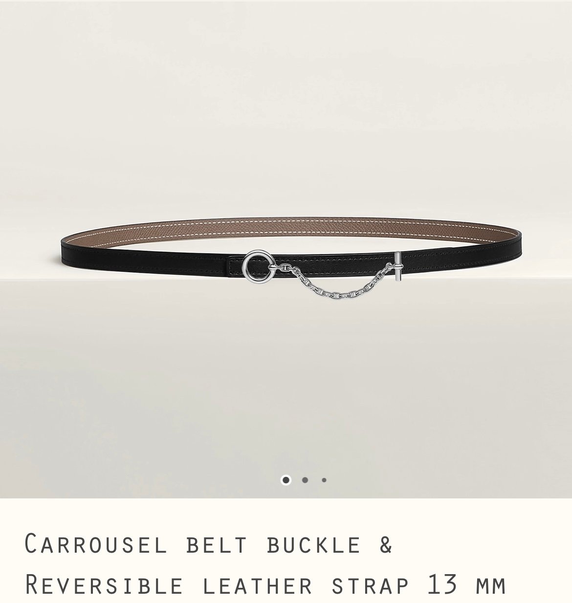 ❤️‍🔥 Hermes 全新🆕 13 mm雙面皮帶 + Carrousel 一個環連一串豬鼻圖案組成皮帶鍍銀扣