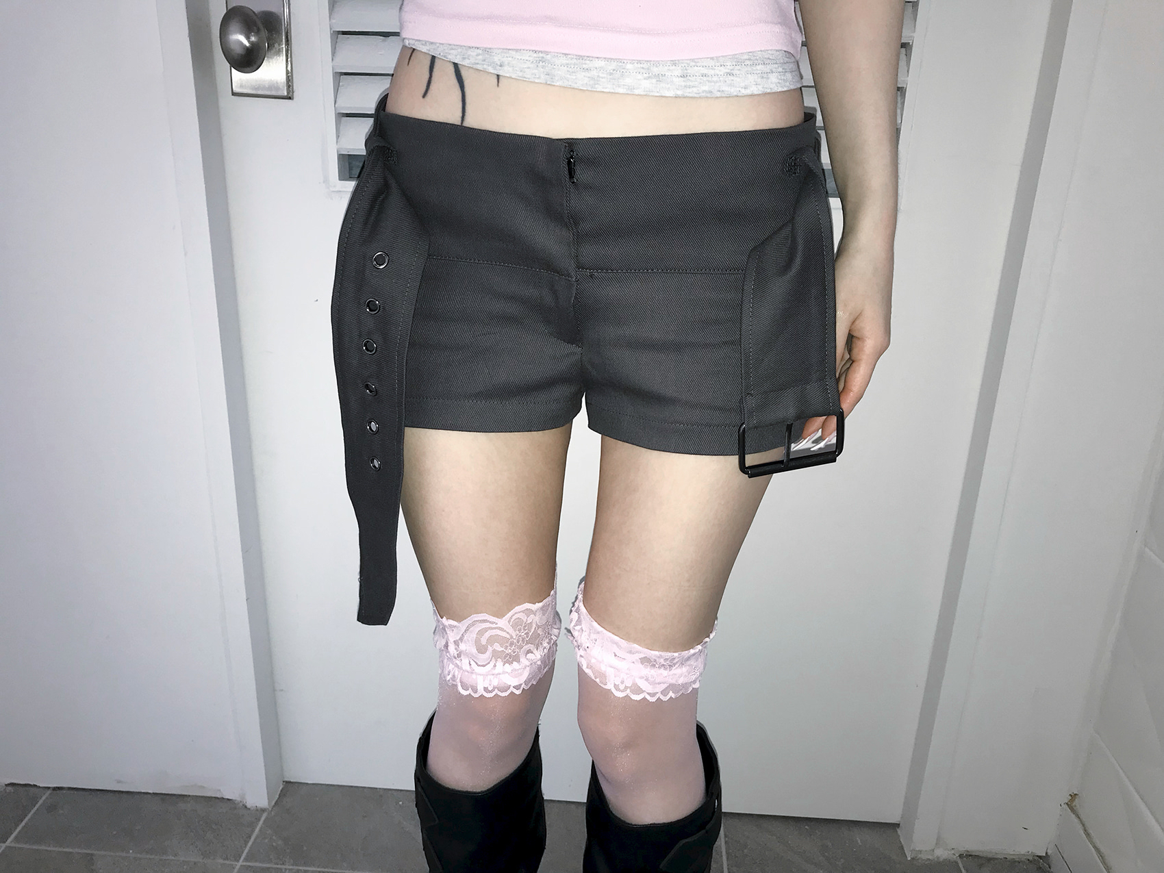 Low Rise Belted Micro Shorts