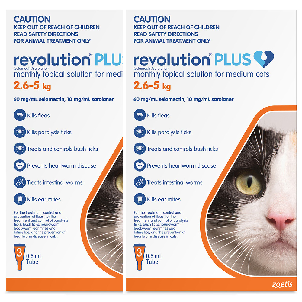 Revolution Plus For Medium Cats 2.6 - 5Kg (Orange)