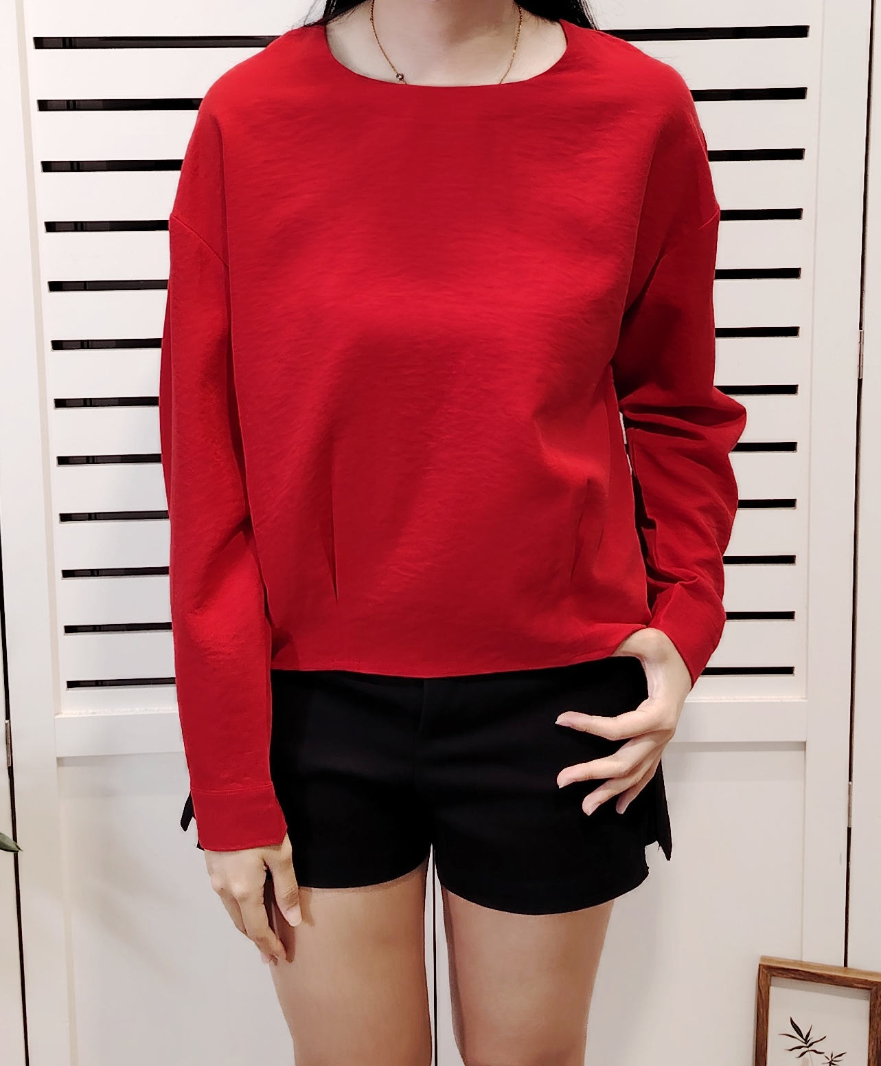 LY1539.1 Micro Fiber Long Sleeve Blouse