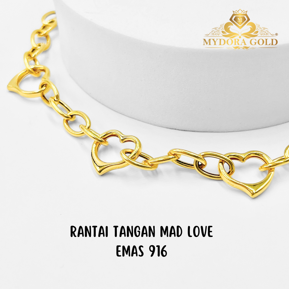 MYDORA Rantai Tangan MAD love | EMAS 916/22k