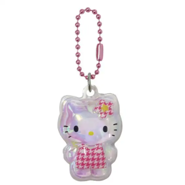 Sanrio 滴膠迷你掛件 Hello Kitty 粉紅色千鳥格 