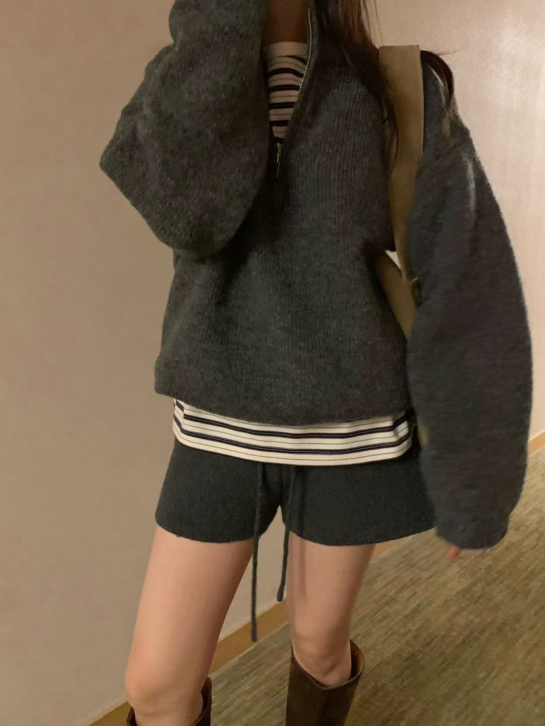 [100%羊毛]半拉鍊羊毛針織毛衣