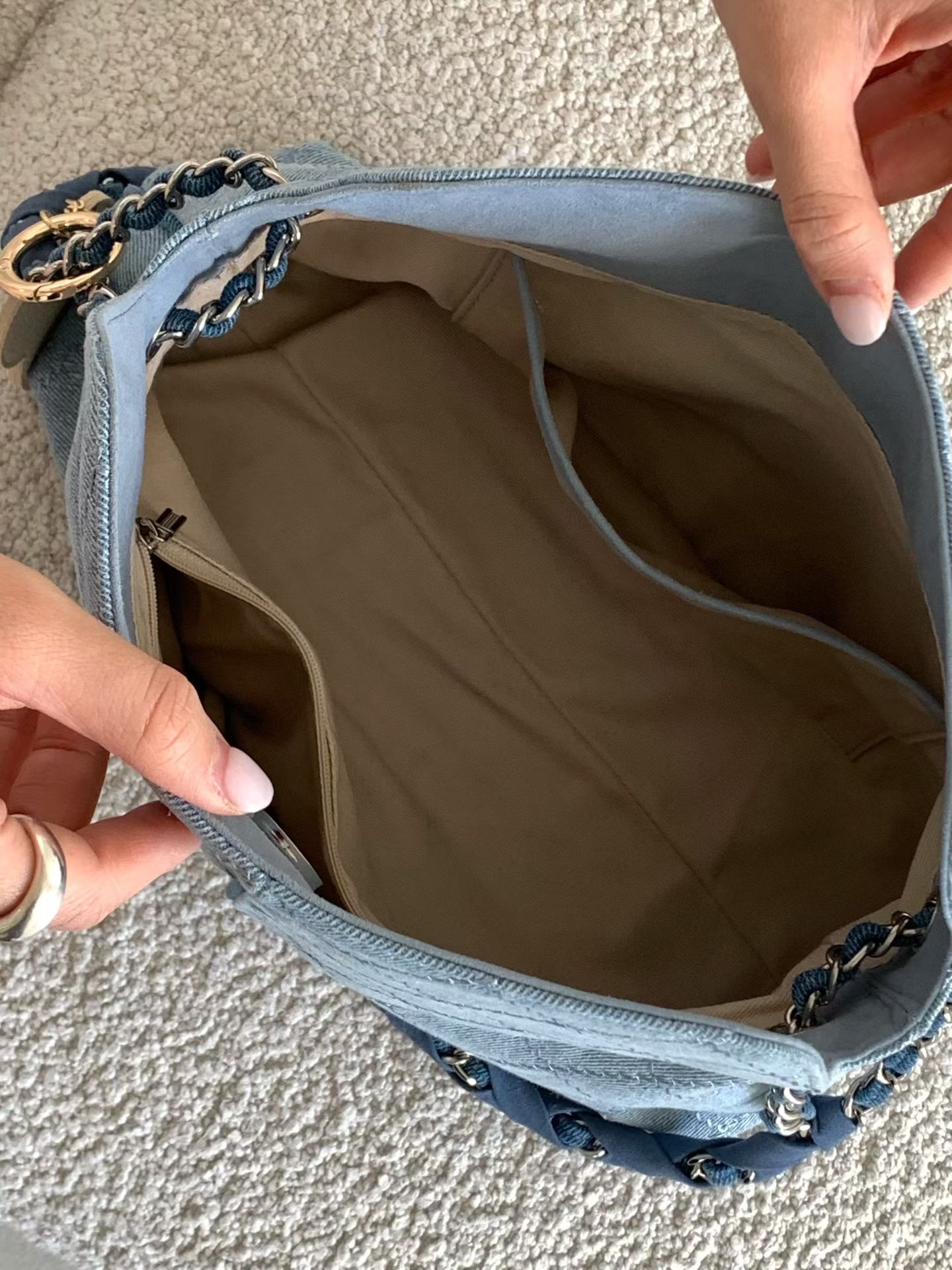 小香風菱格紋牛仔包包