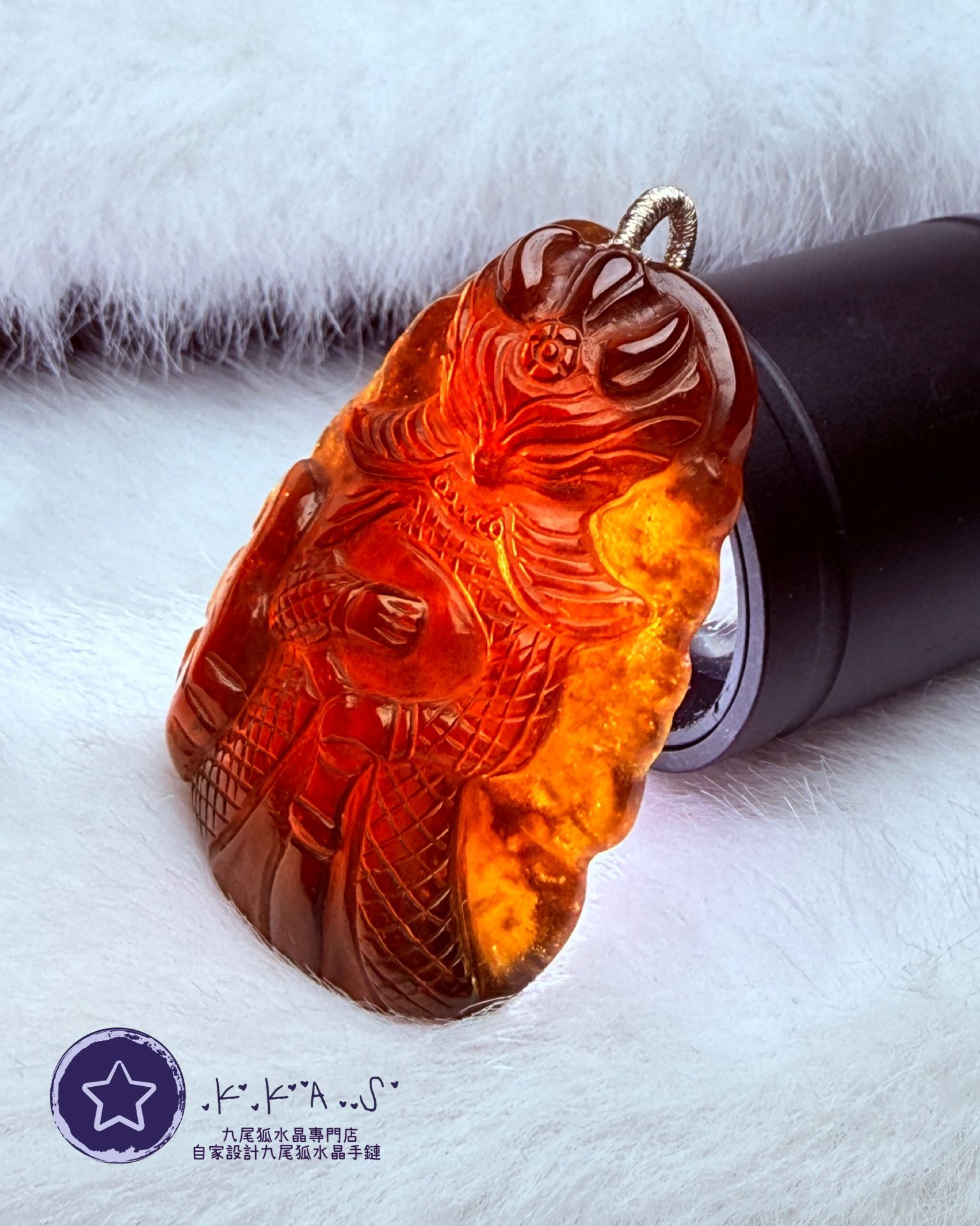 K00215 石榴石 將軍狐 - 吊墜/手牌兩用款