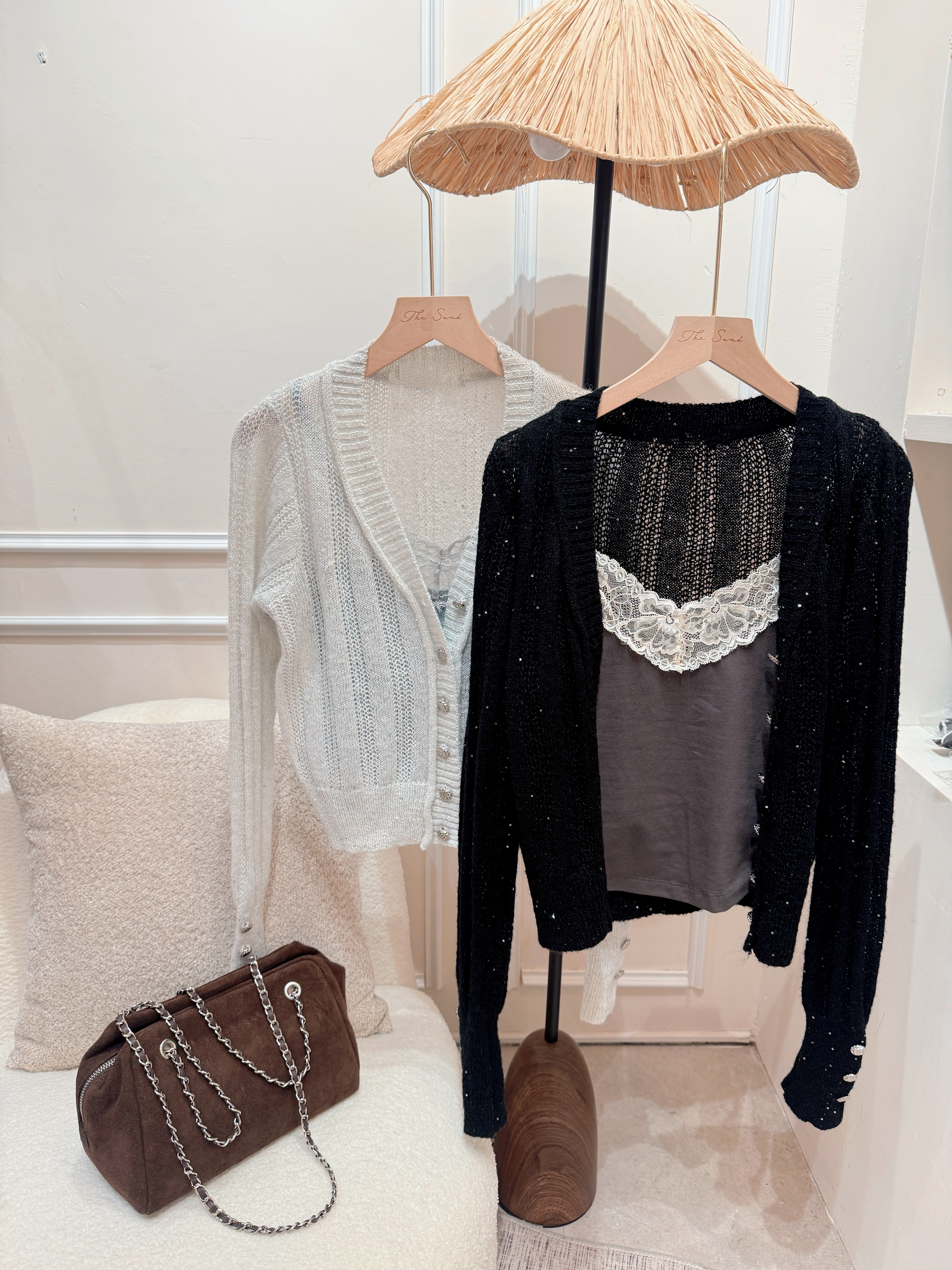 Old Money Shimmer V-Neck Cardigan