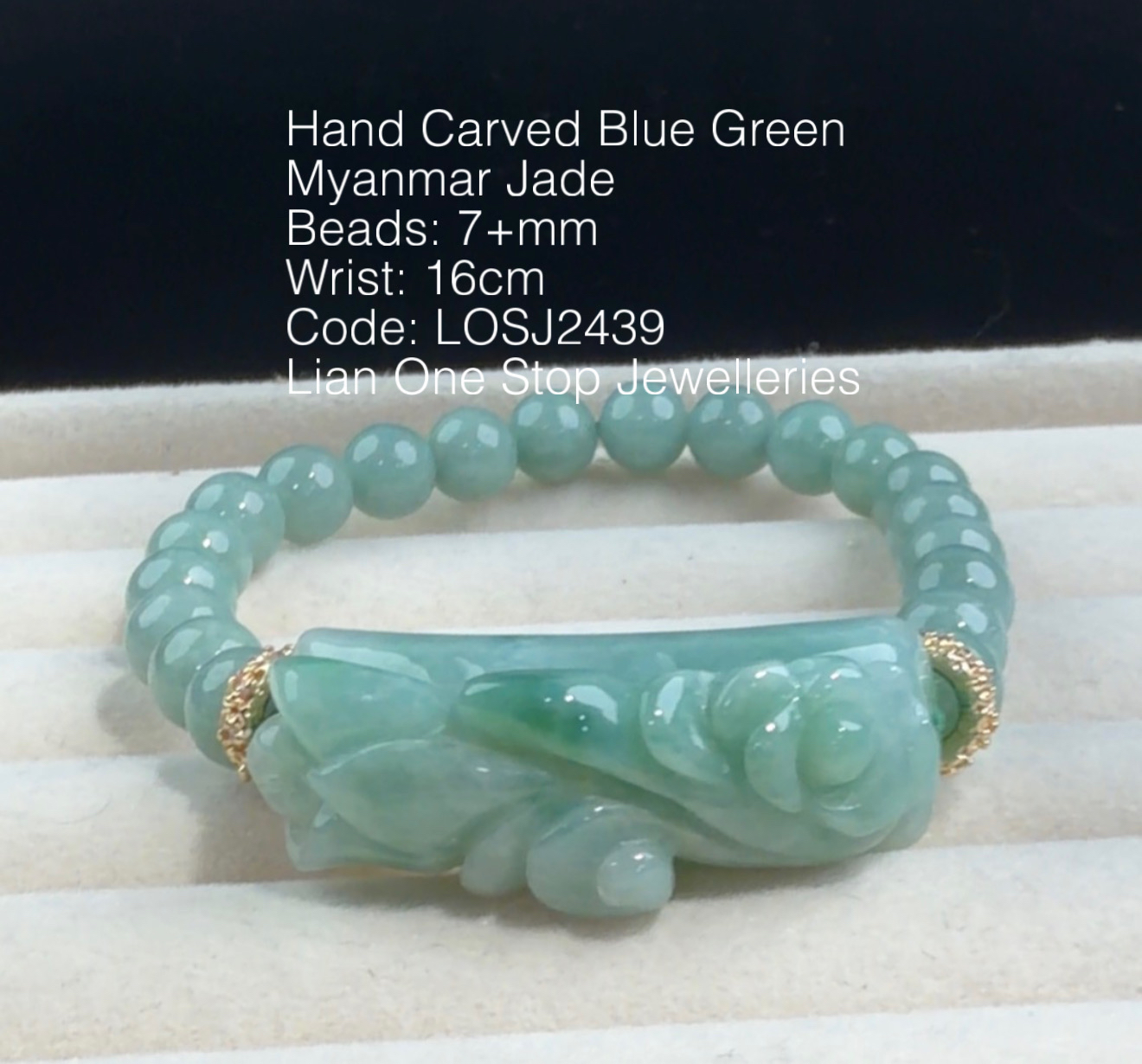 Code: LOSJ2439 Hand Carved Blue Green Myanmar Jade 