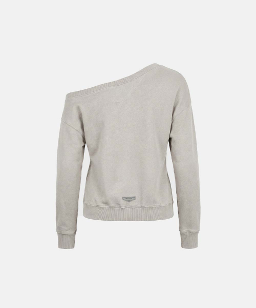 BS Soft Terry Off-the-Shoulder Sweatshirt - Beige