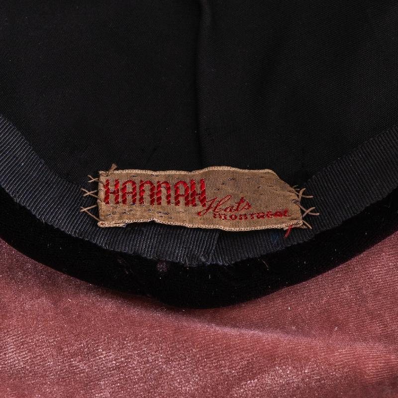 Vintage C.a. 1950s Montreal Embellished Velvet Hannah Hat /Vintage Fashion Half Hat (MT1969-2)