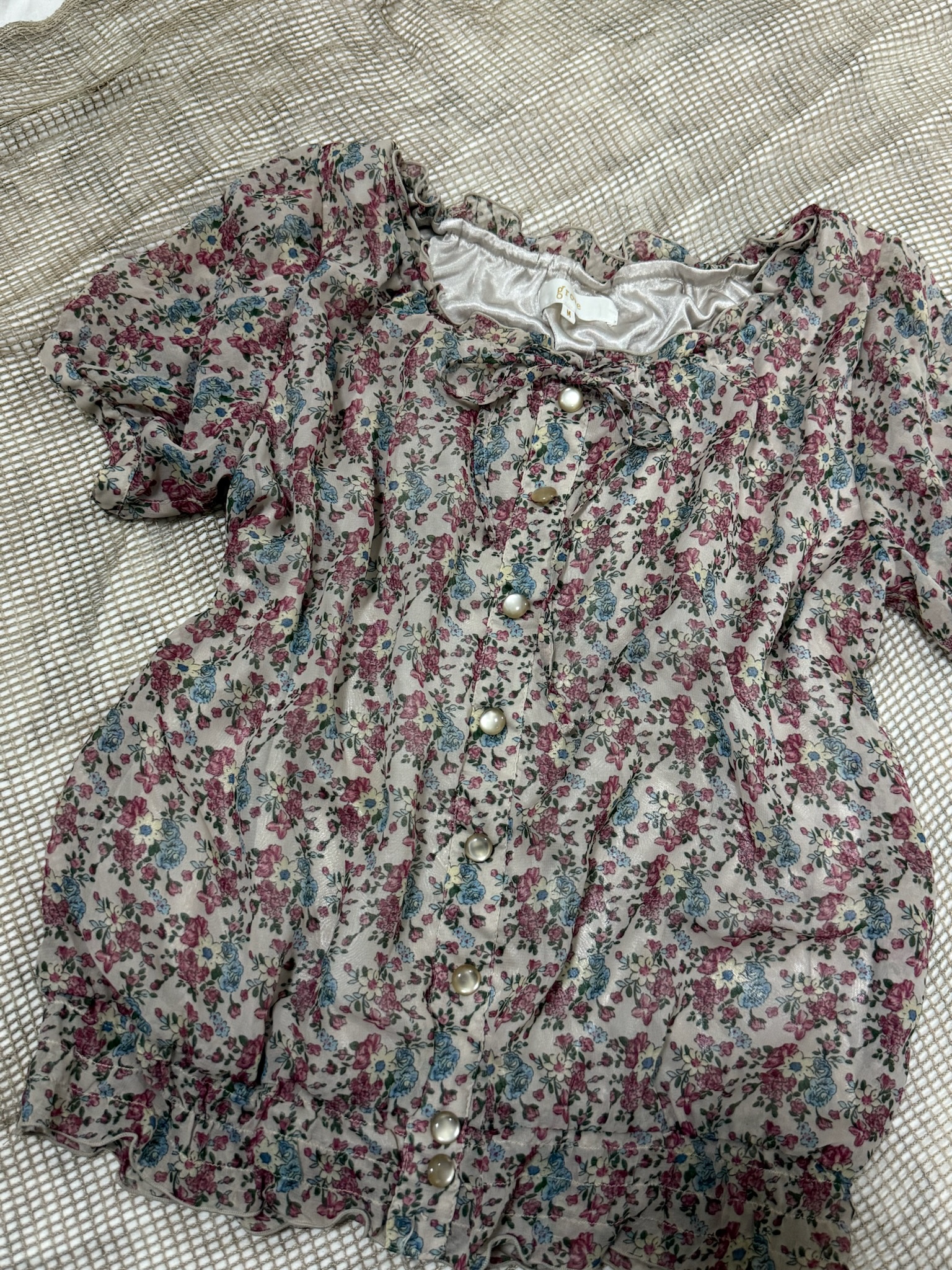 Coquette Aesthetic Ruffle Button-Down Floral