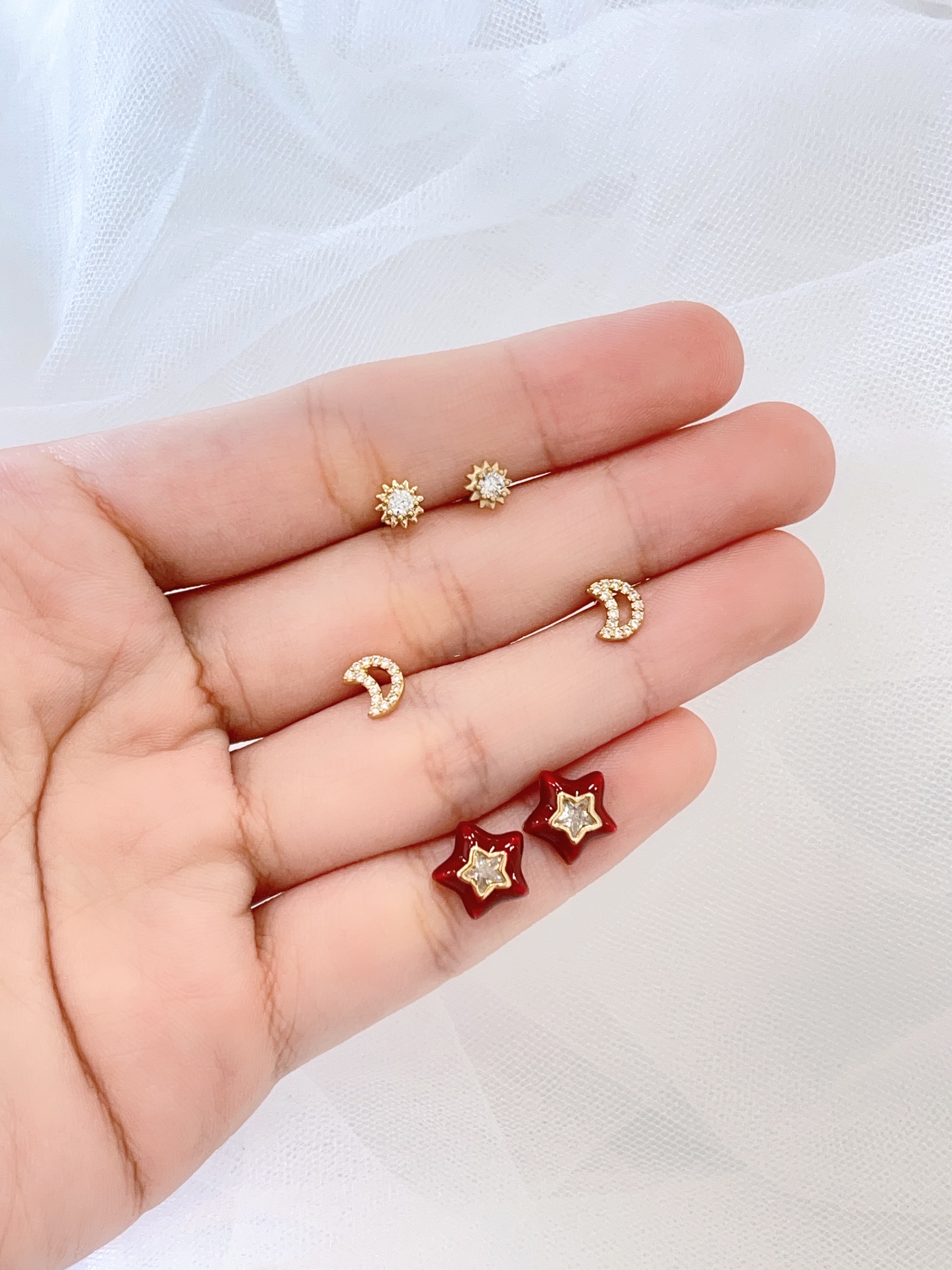 甜酷星月耳环套装⭐🌙