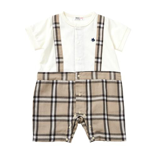 🇯🇵預訂 日本直送🇯🇵Polo Baby標誌刺繡格紋吊帶短袖連身服