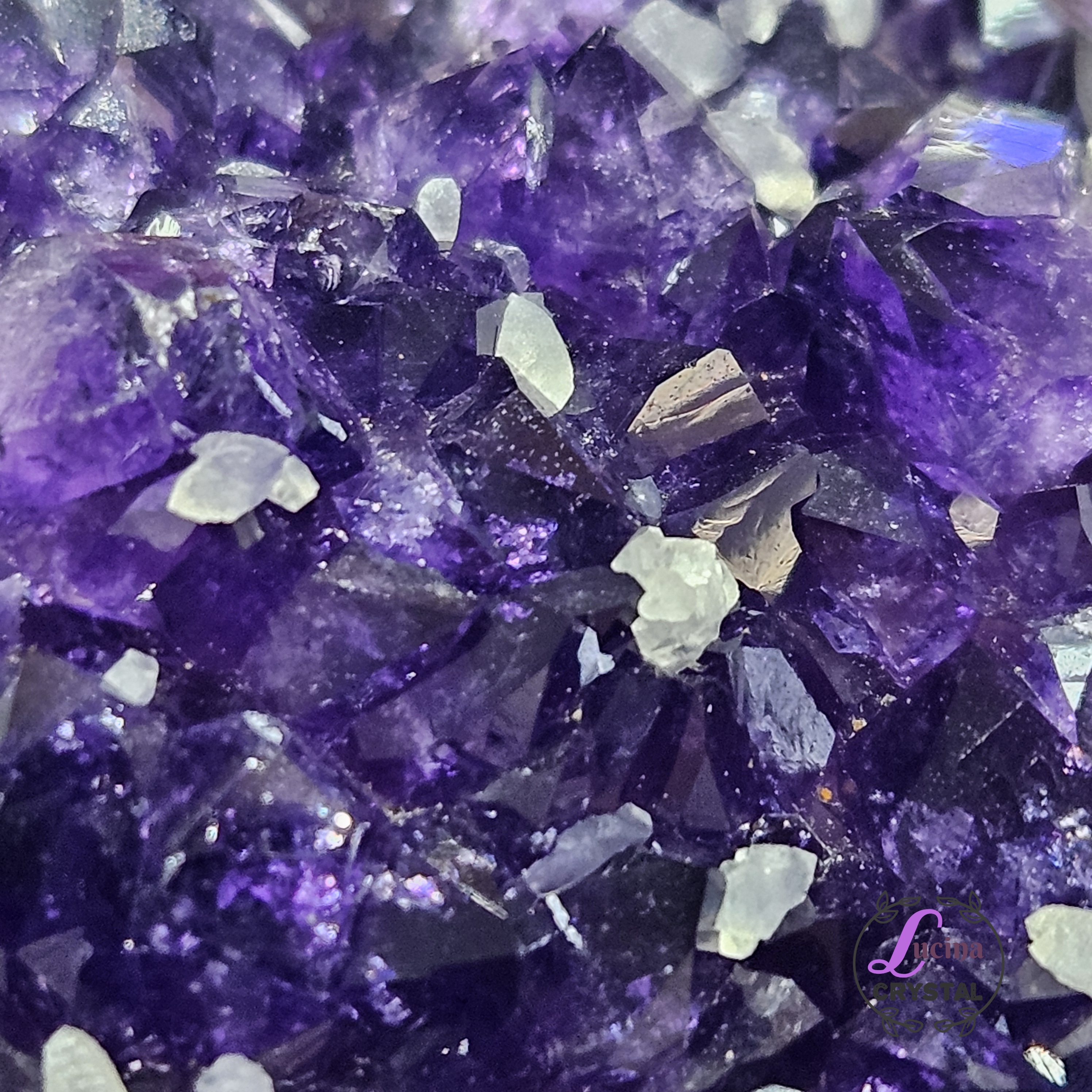 (Co#8551) 深紫細牙紫水晶簇伴生方解石