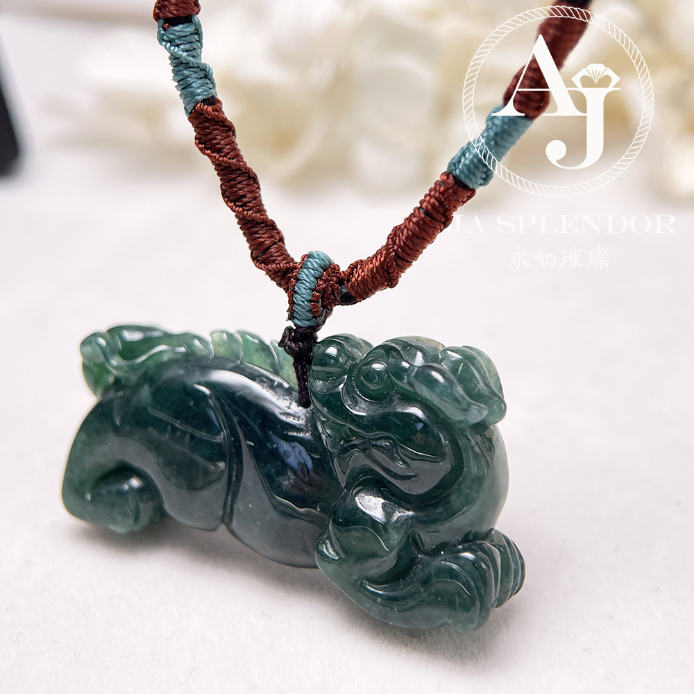 JN-540 天然翡翠A 冰糯老藍水貔貅挂件