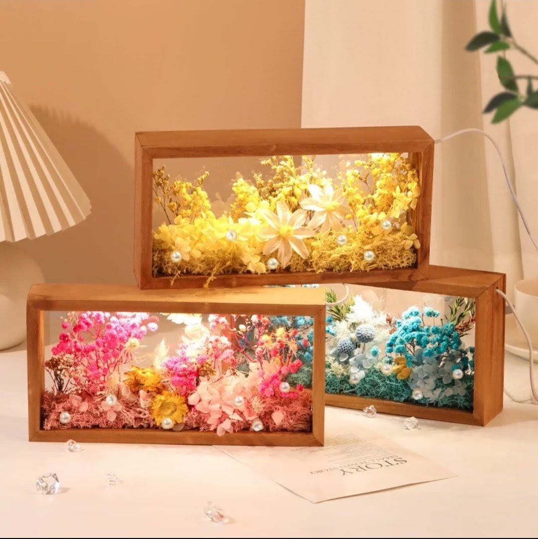 DIY手工材料-木質阿加力雙膠片乾花畫相框 (G743)  🚛 送貨方式請選(4)