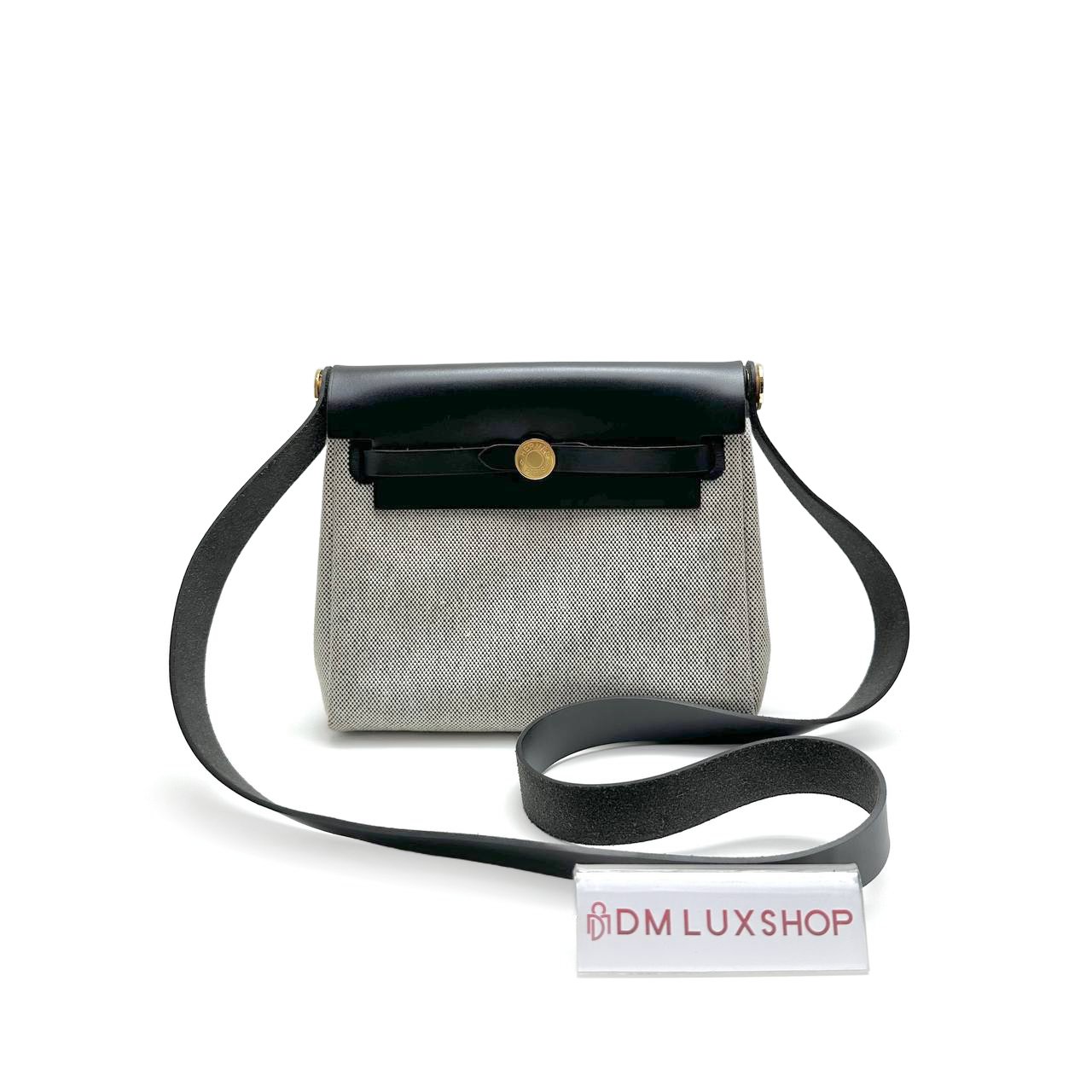 Hermes Canvas Black Mini Herbag 20 GHW (Stamp W, Y: 2024)