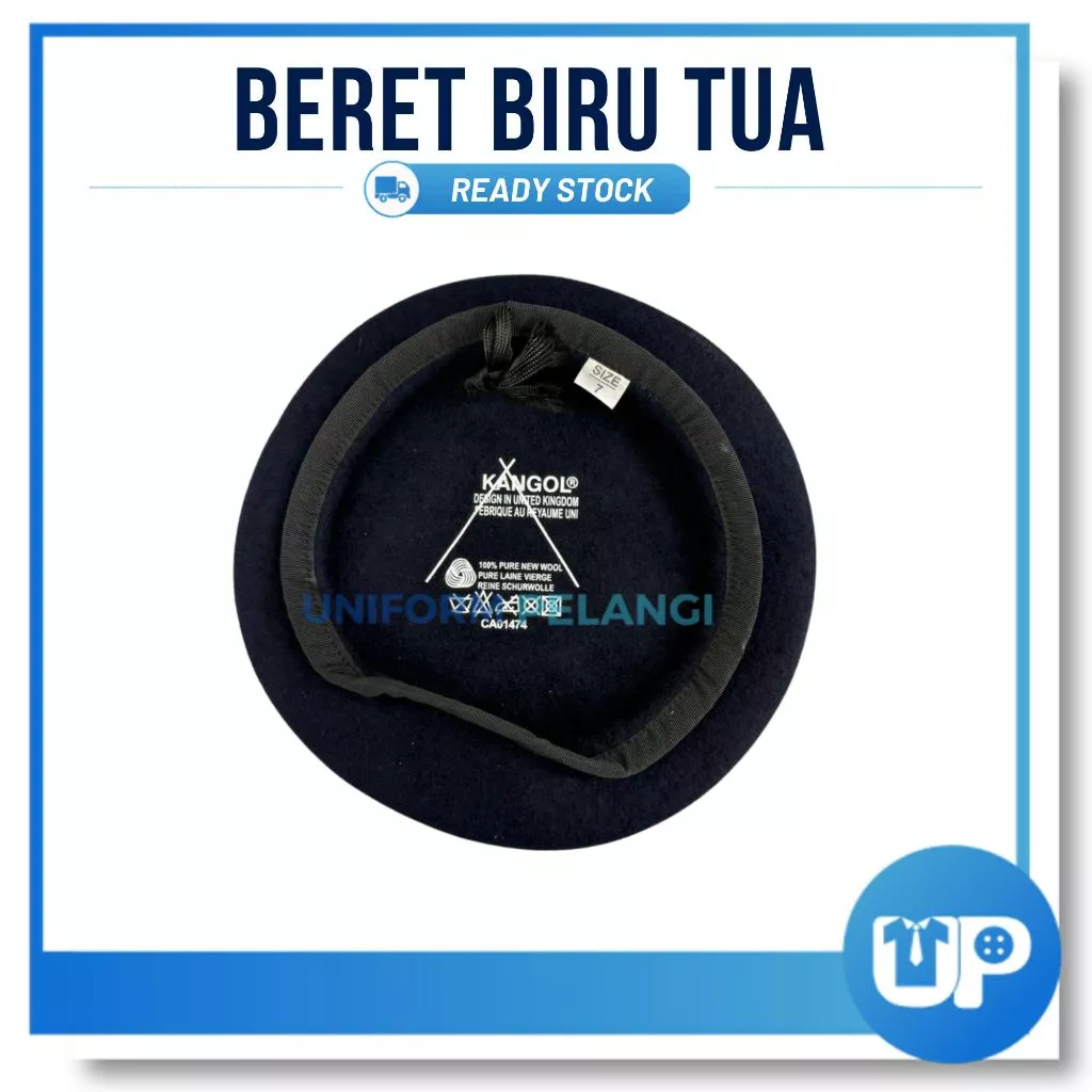 KANGOL Beret Biru Tua Dark Blue Sekolah Kokurikulum Beruniform Persatuan 100% Wool Brand Kangol