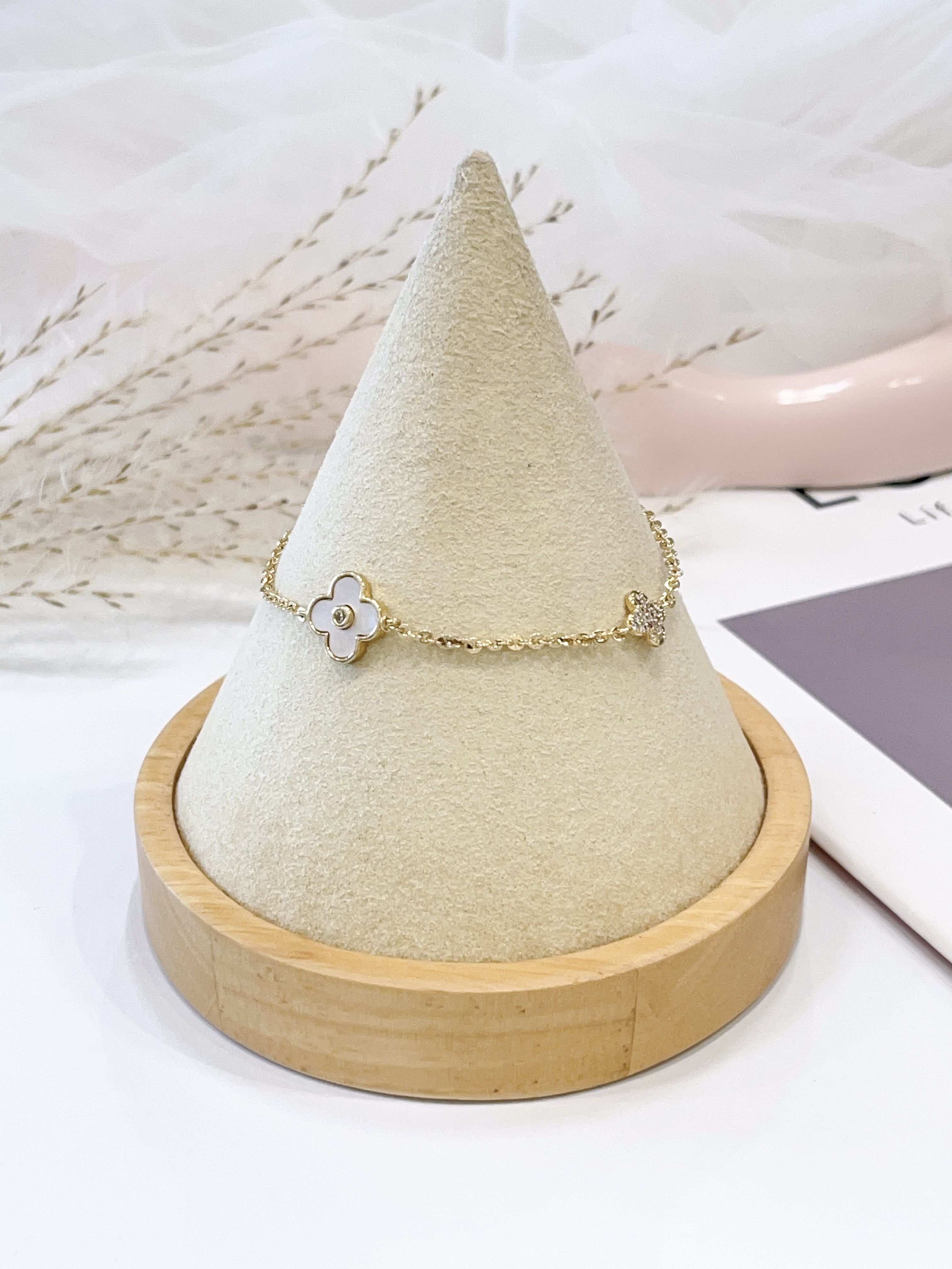 贝壳×满钻四叶草手链