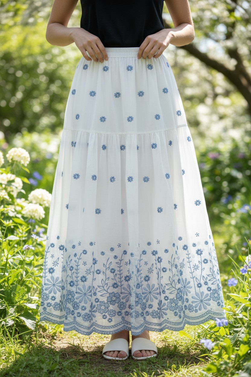 🌟重工刺綉全橡筋腰New款裙💞