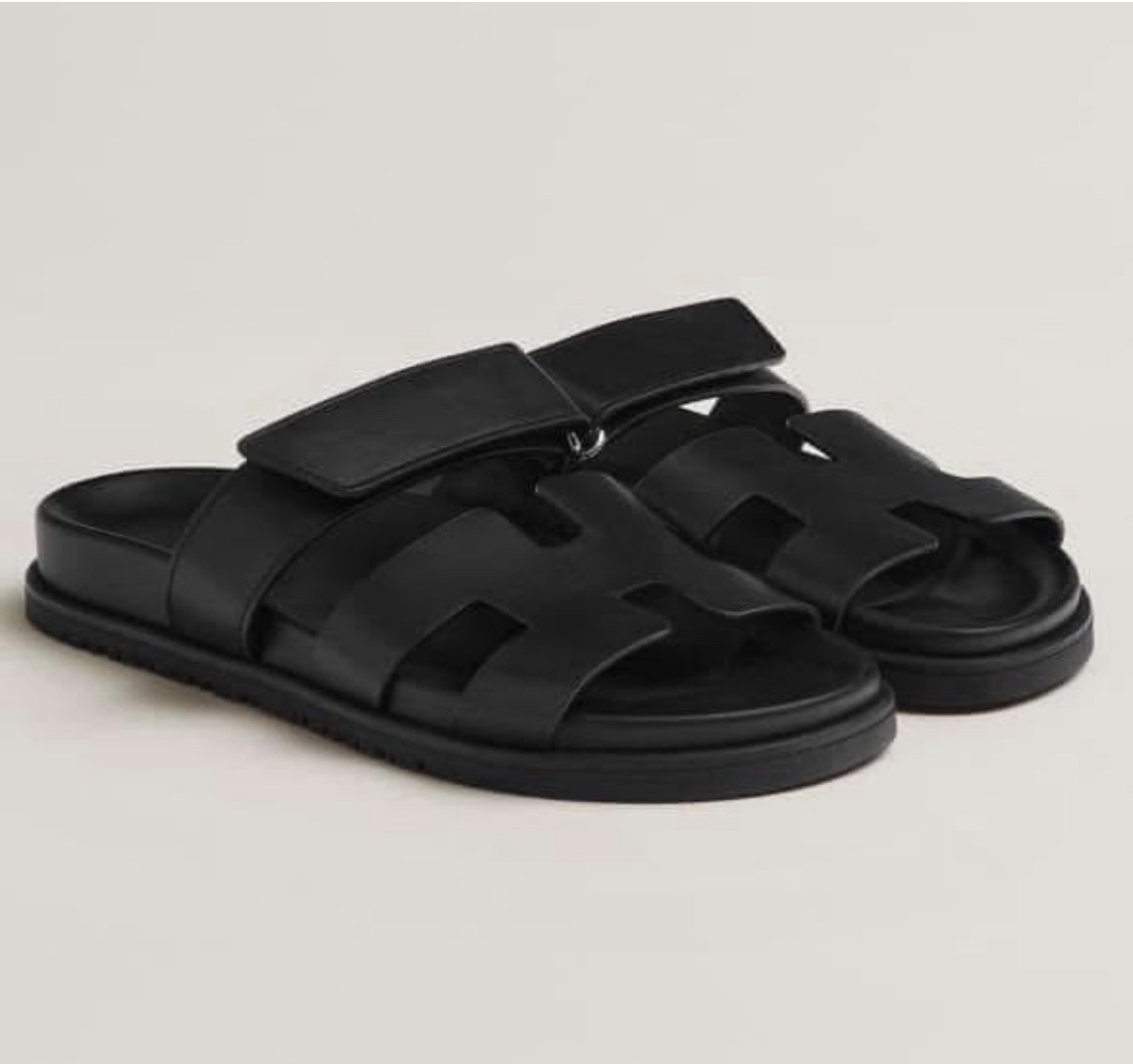 Hermes 黑色全皮二舅鞋 男裝 Sz 42