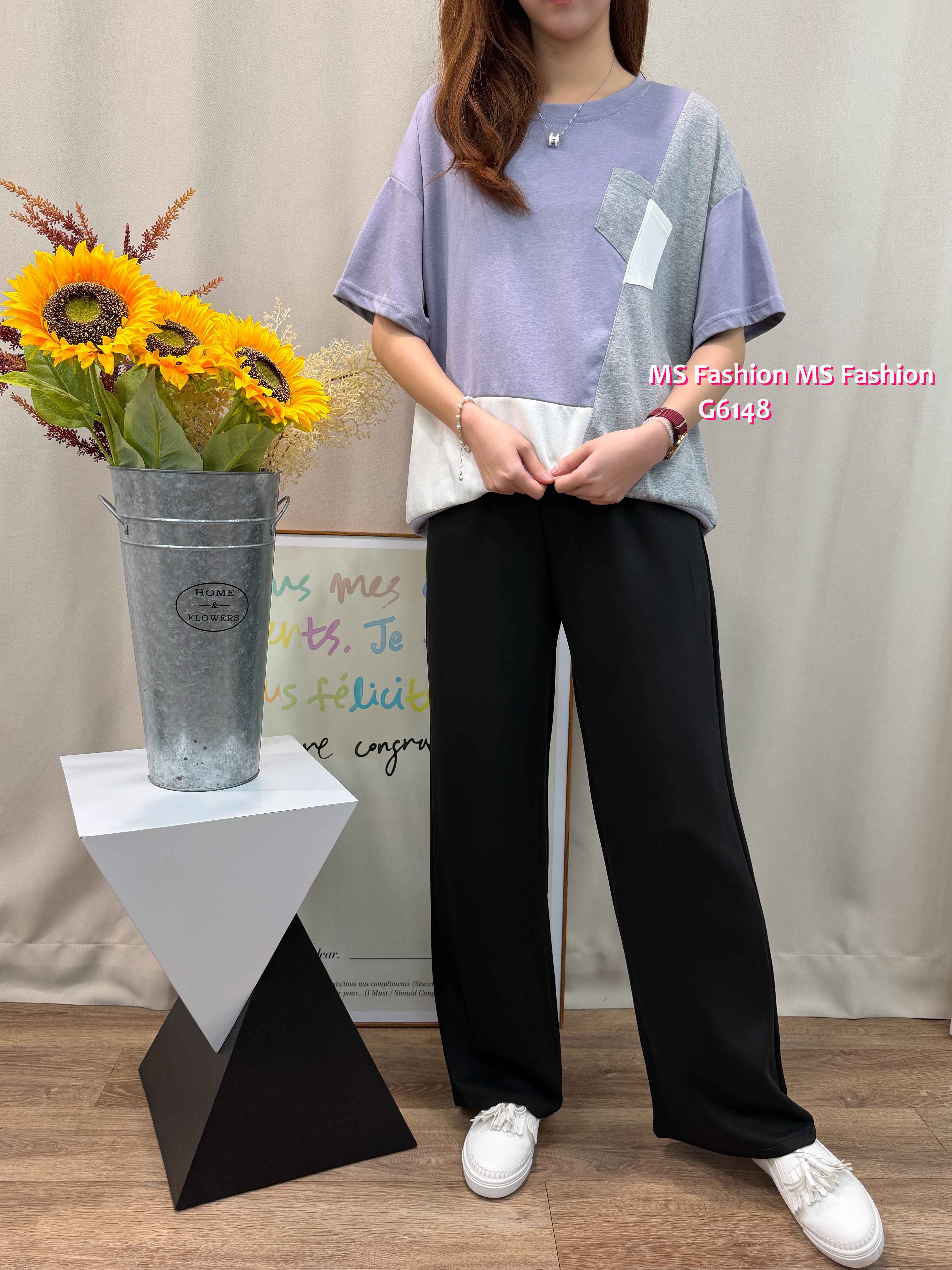 G6148 韓國🇰🇷靚色拼布top