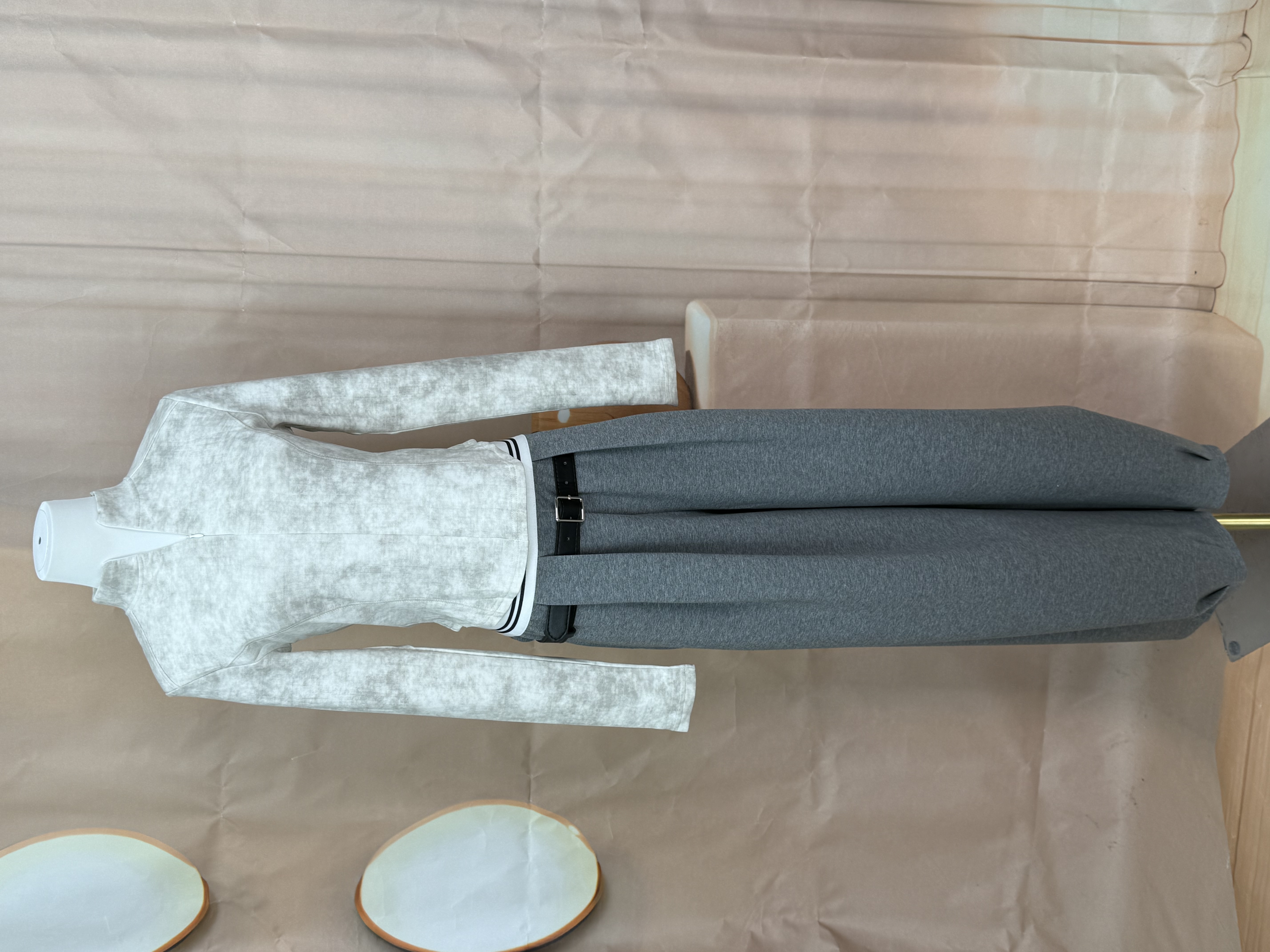 拼接腰头阔腿裤