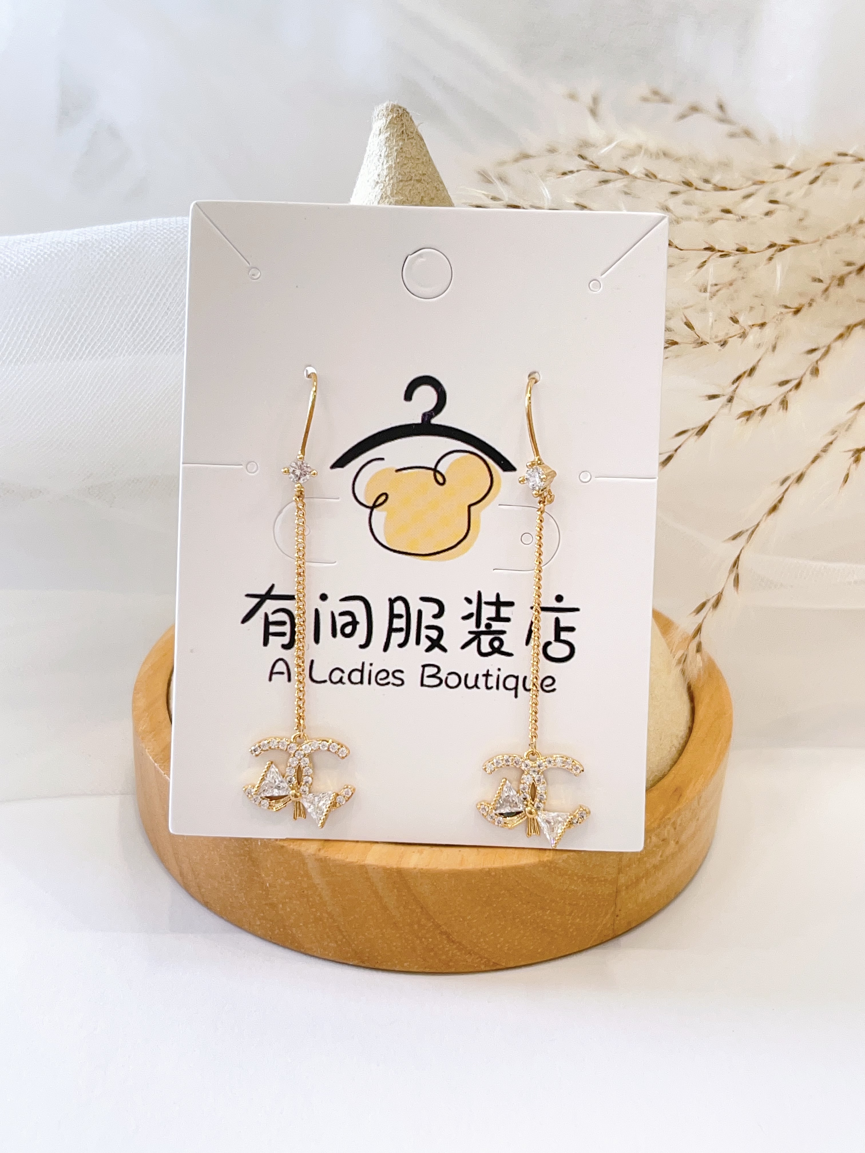 Chanel双C设计长流苏耳环