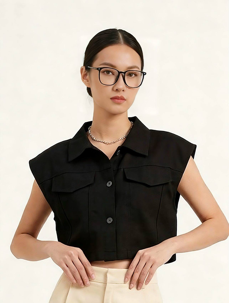 W9658 - Sleeveless Crop Top