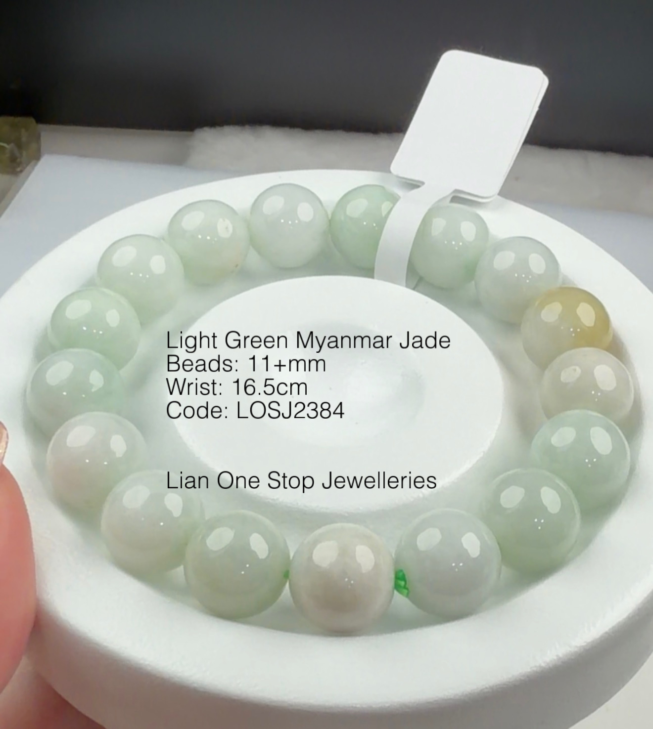 Code: LOSJ2384 Light Green Myanmar Jade 11+mm