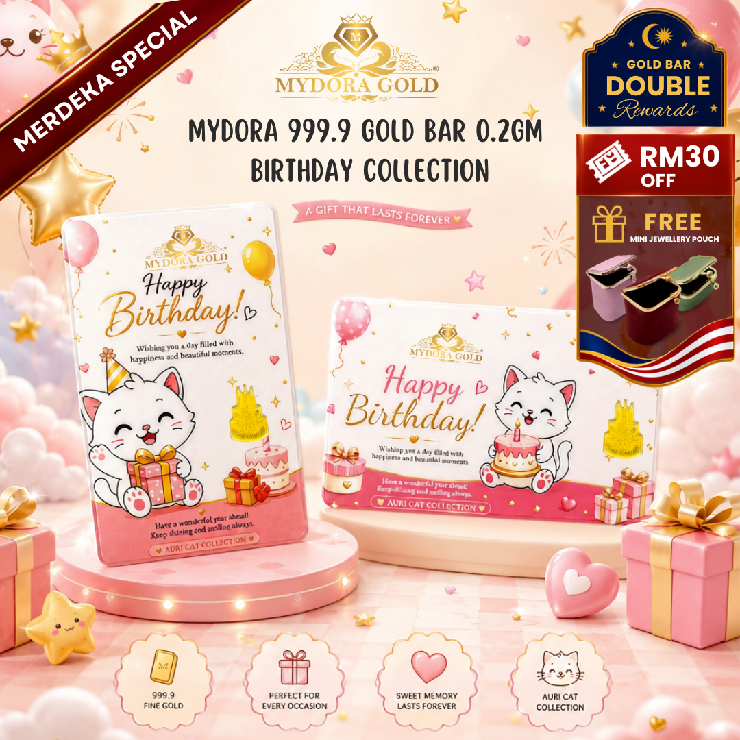 MYDORA 999.9 Gold Bar 0.2g 3D Birthday Series | MERDEKA SPECIAL