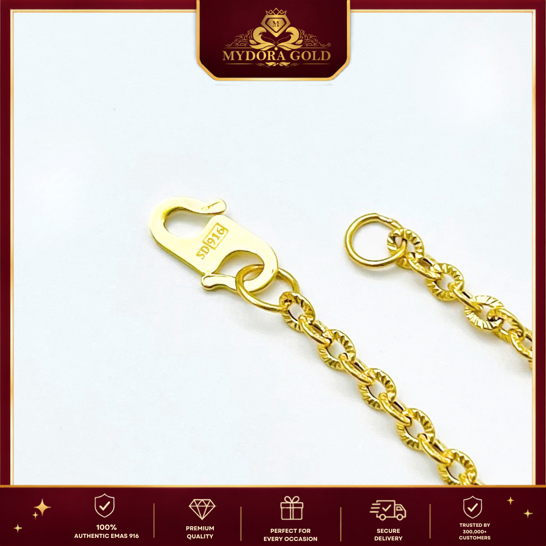 MYDORA EMAS 916 RANTAI TANGAN SAUH MATAHARI BUNGA MARISSA l EMAS 916/22K